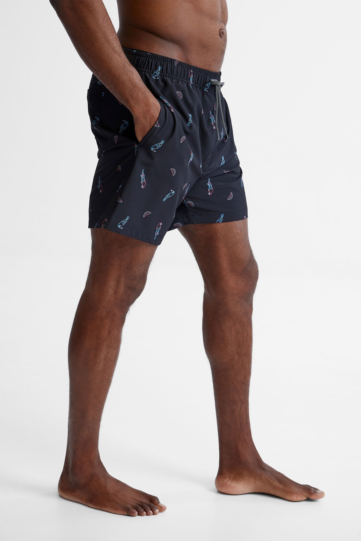 Short maillot de bain imprimé - Homme && NOIR/MULTI