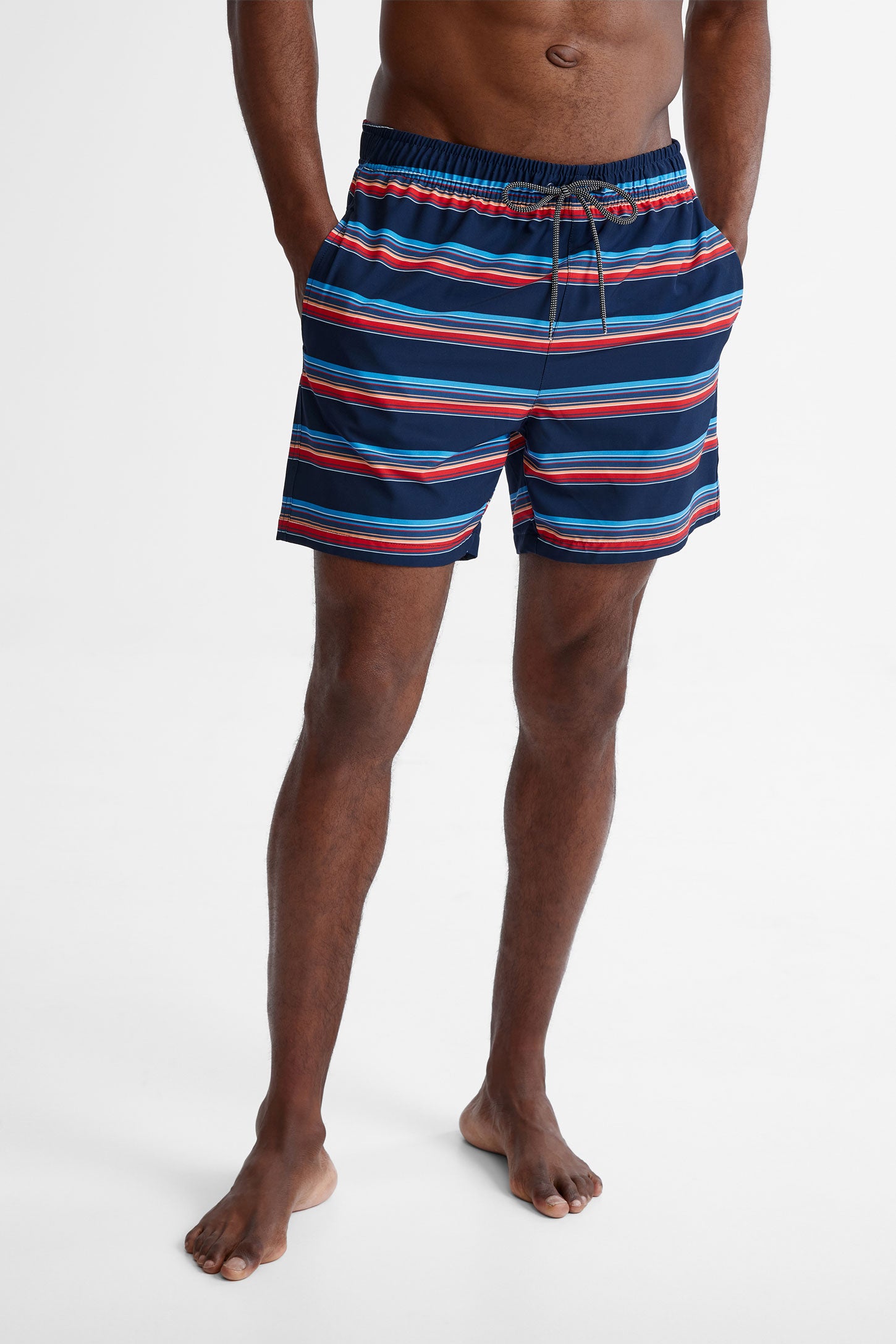 Short maillot de bain imprimé - Homme && BLEU MARINE MUL