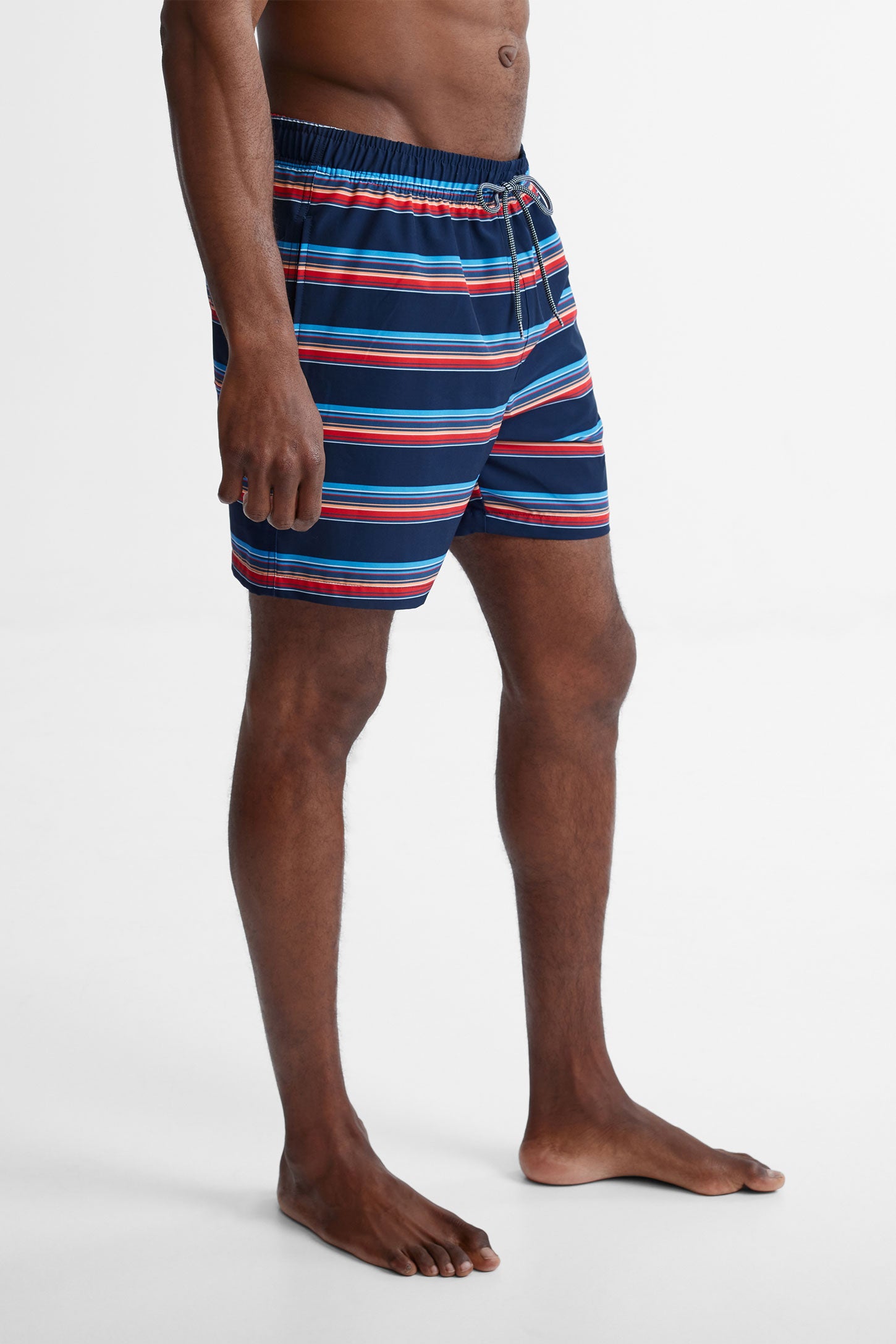 Short maillot de bain imprimé - Homme && BLEU MARINE MUL