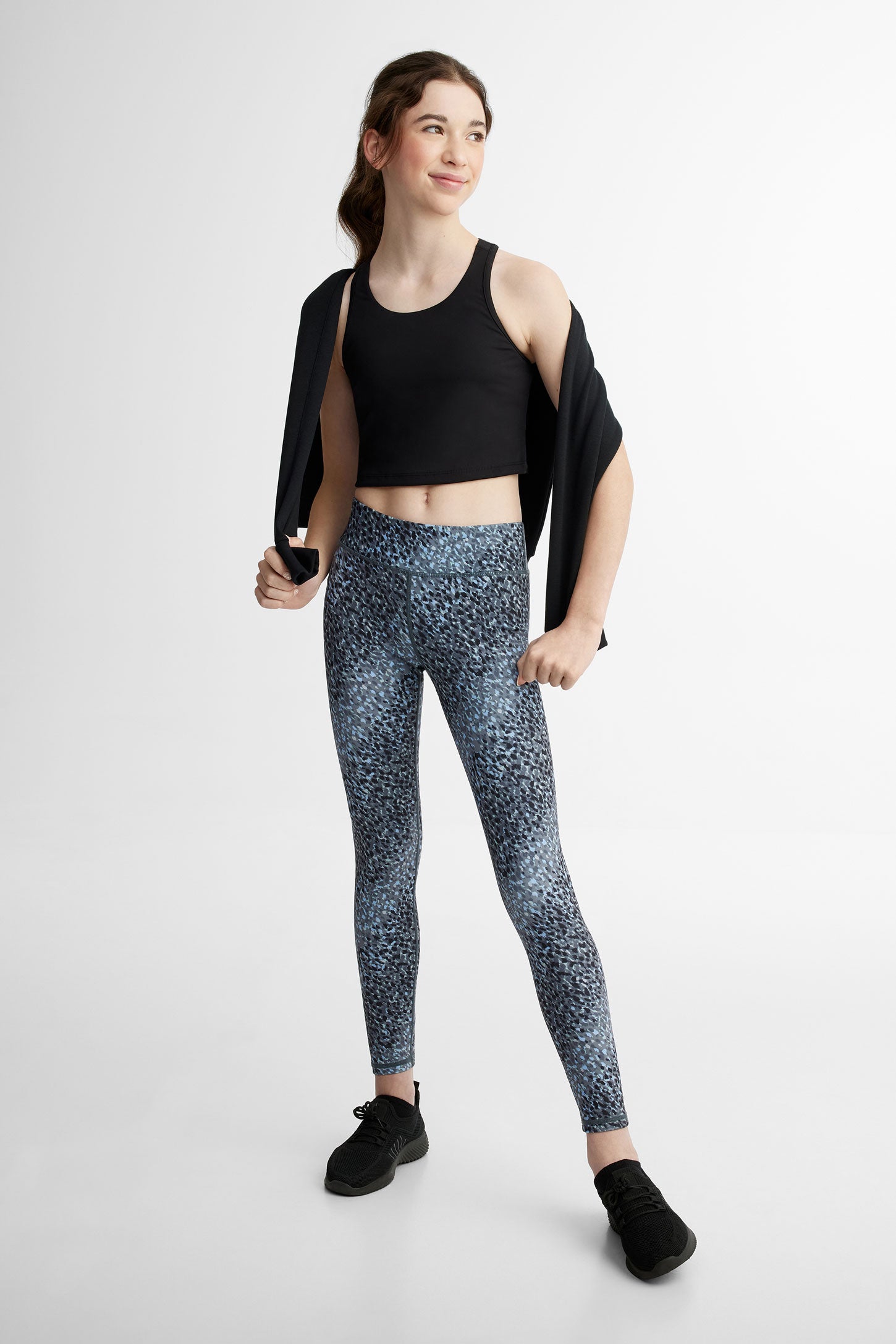 Legging taille haute - Ado fille && NOIR/MULTI