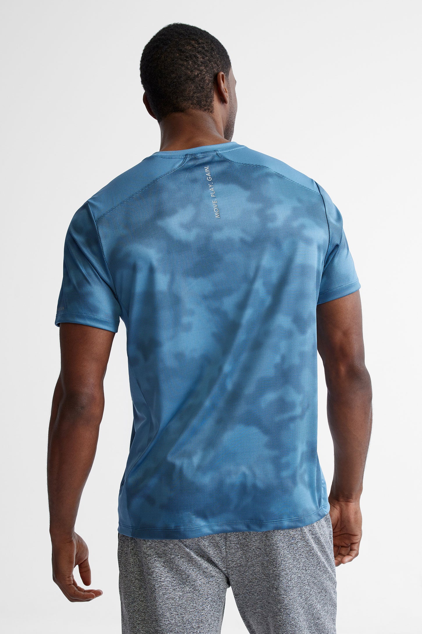 T-shirt col rond athlétique - Homme && BLEU MULTI