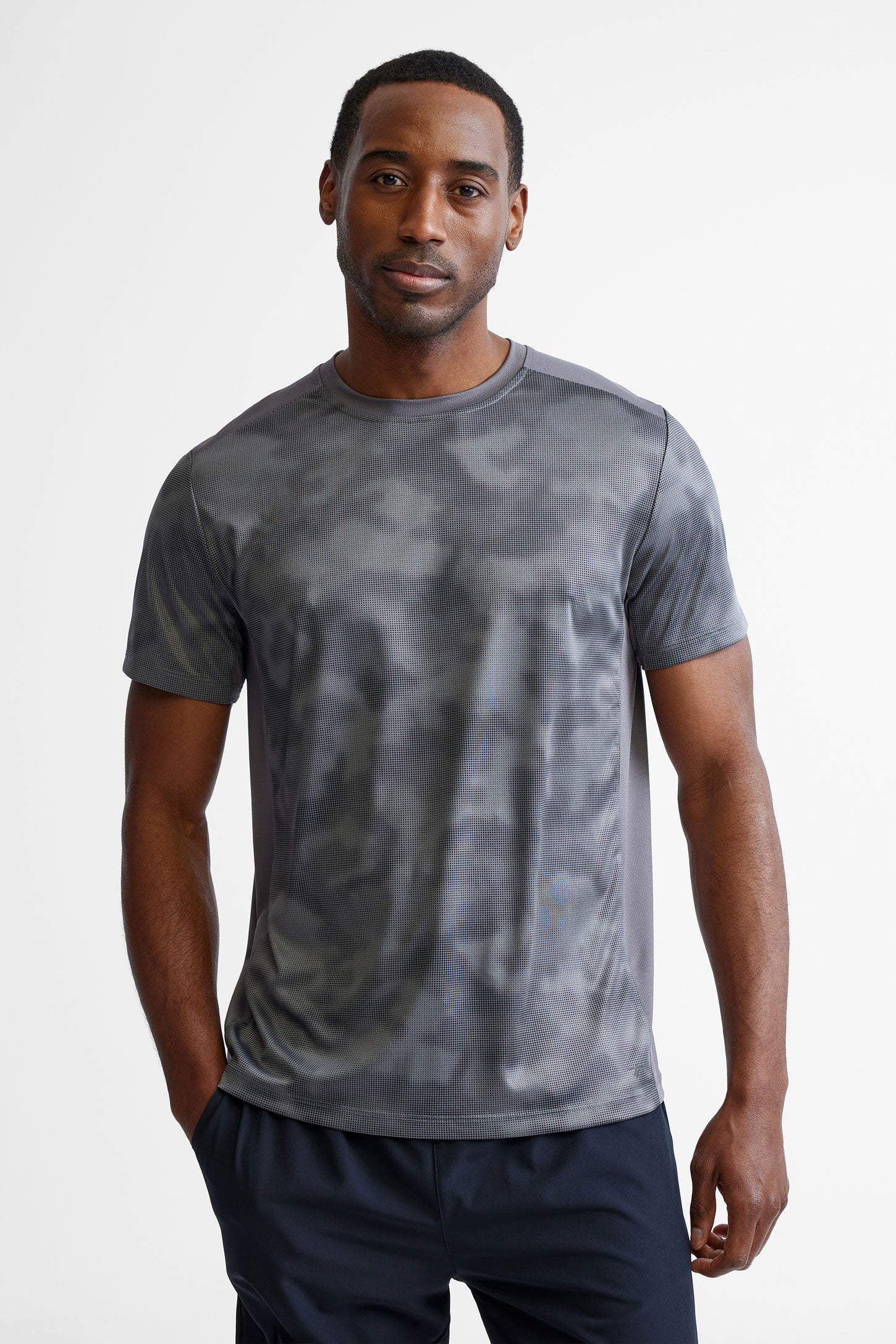 T-shirt col rond athlétique - Homme && GRIS MULTI