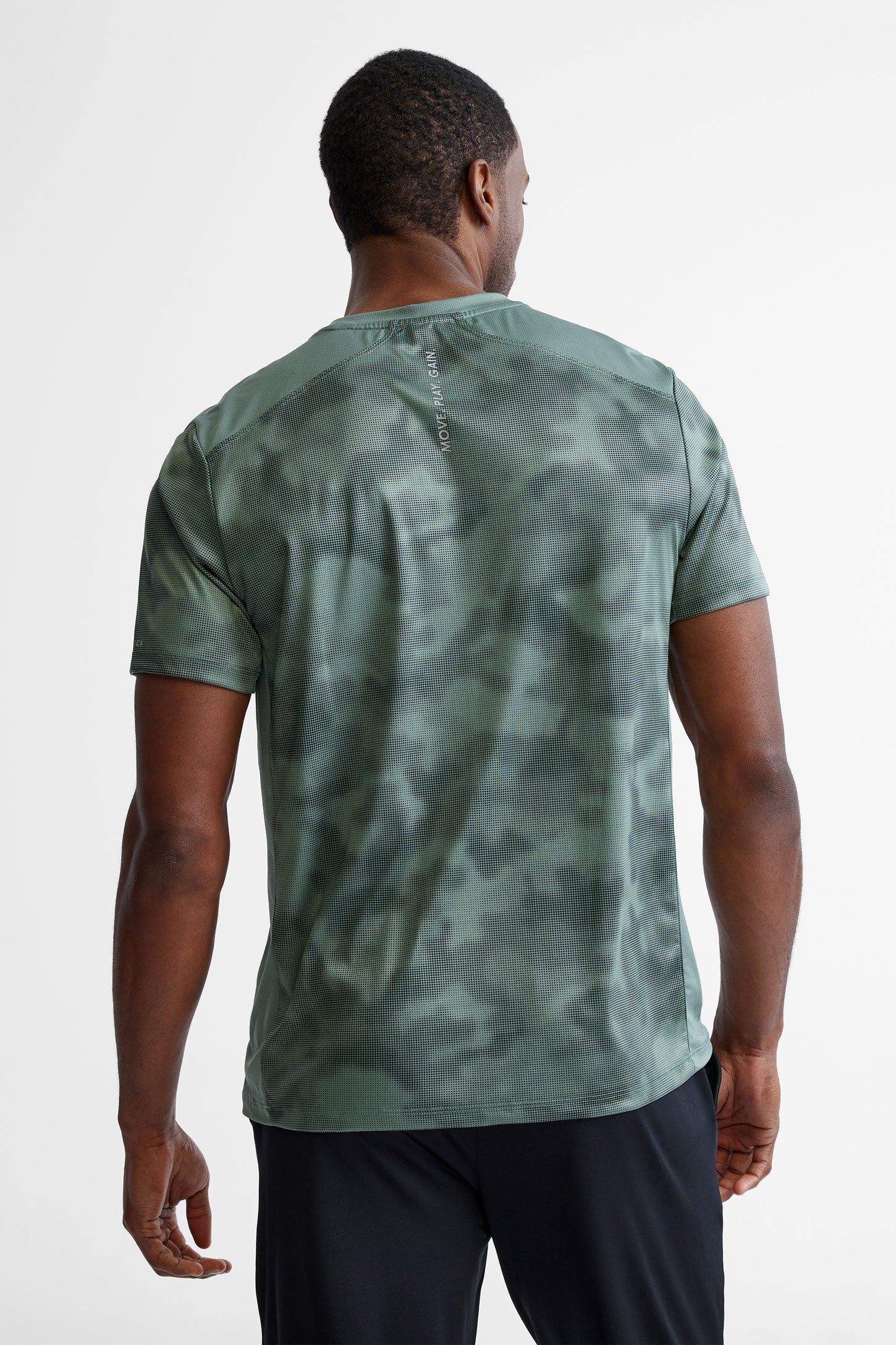 T-shirt col rond athlétique - Homme && VERT/MULTI