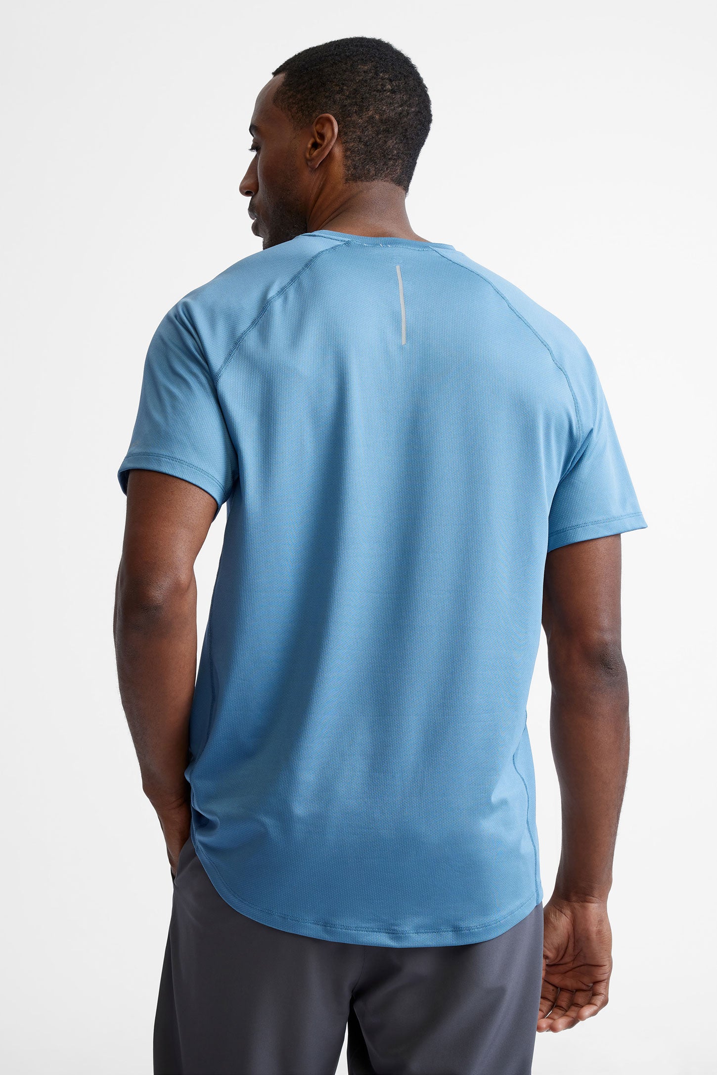 T-shirt col rond athlétique - Homme && BLEU