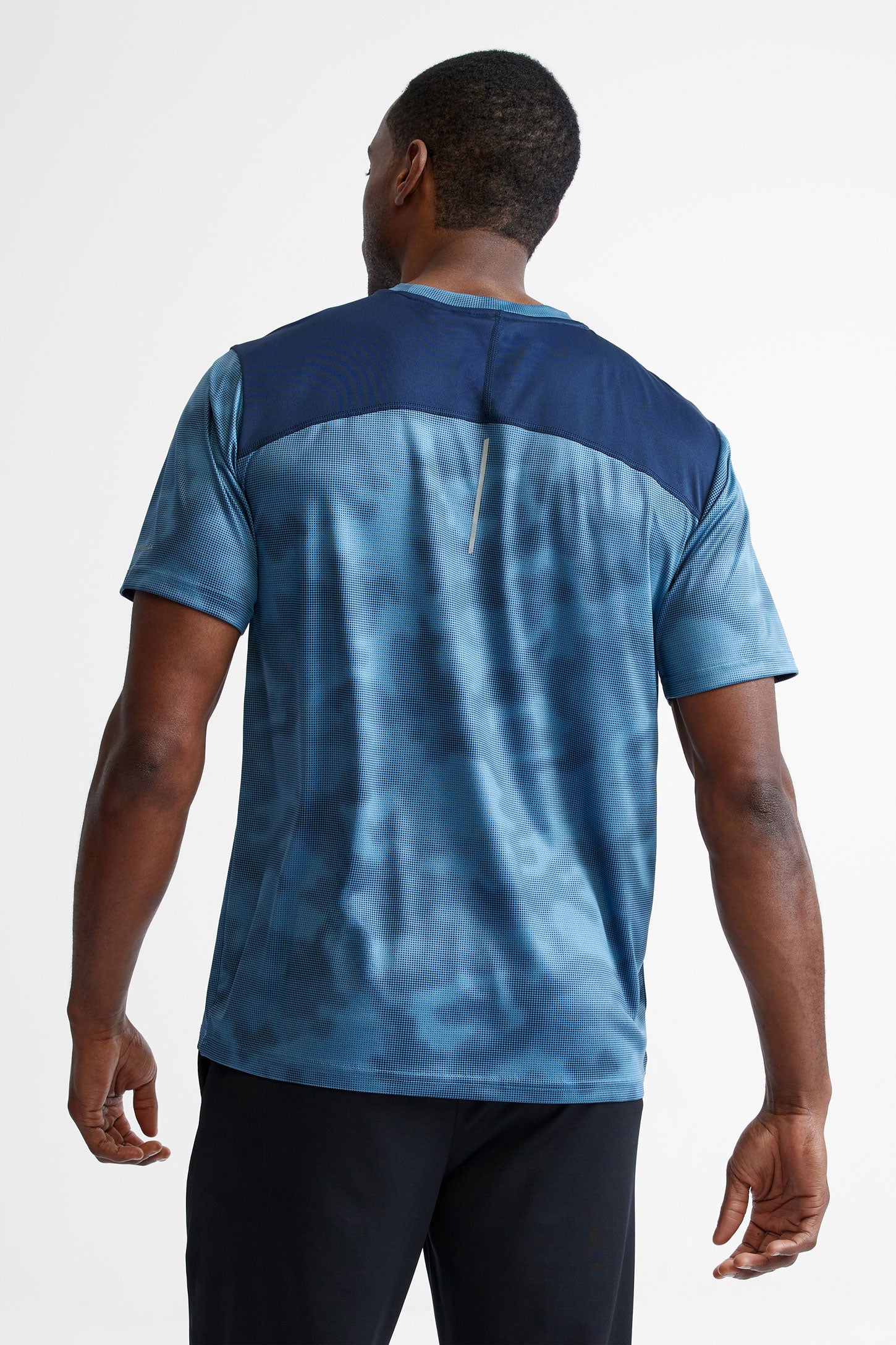 T-shirt col rond athlétique - Homme && BLEU MULTI