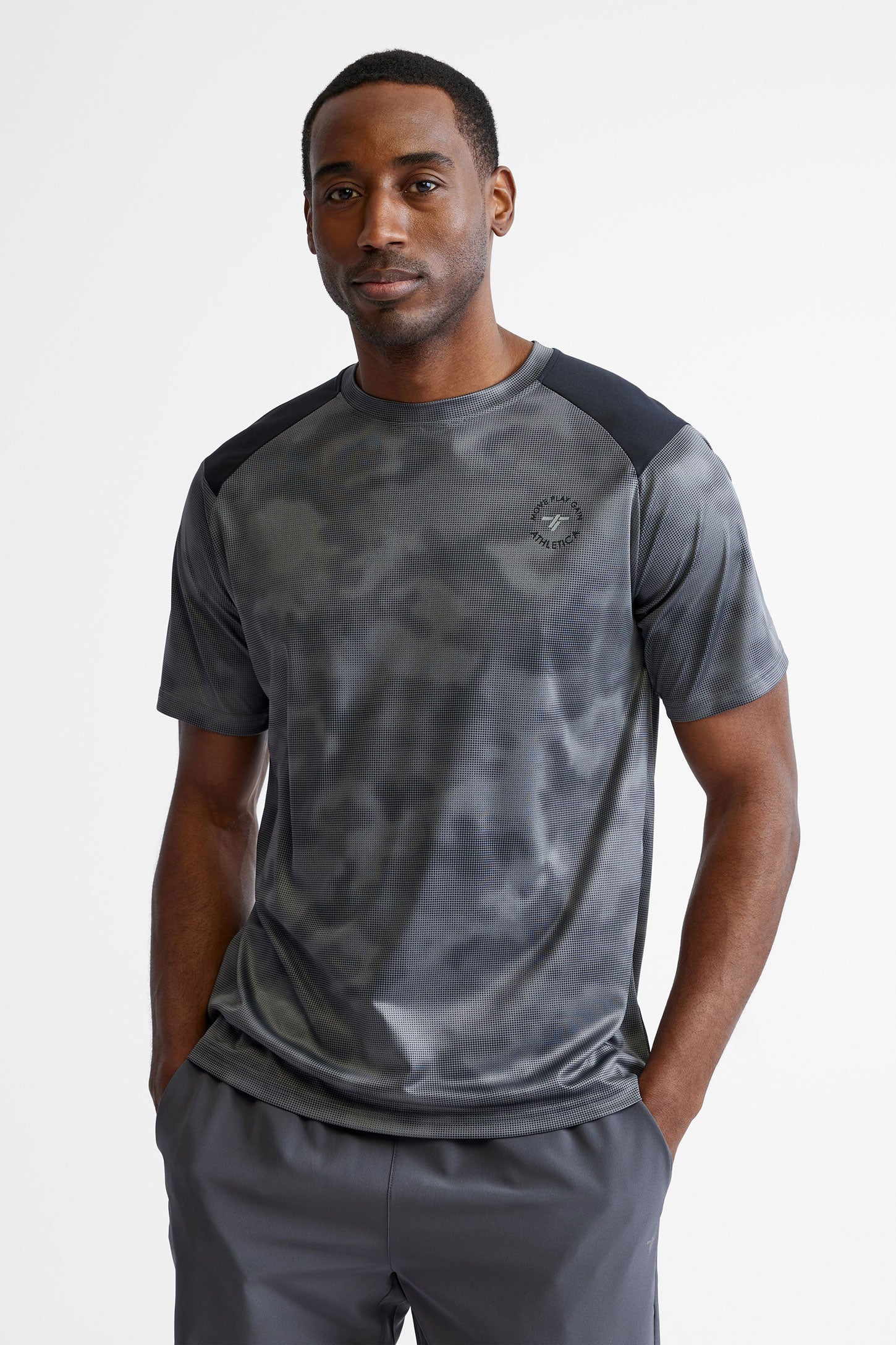 T-shirt col rond athlétique - Homme && GRIS MULTI