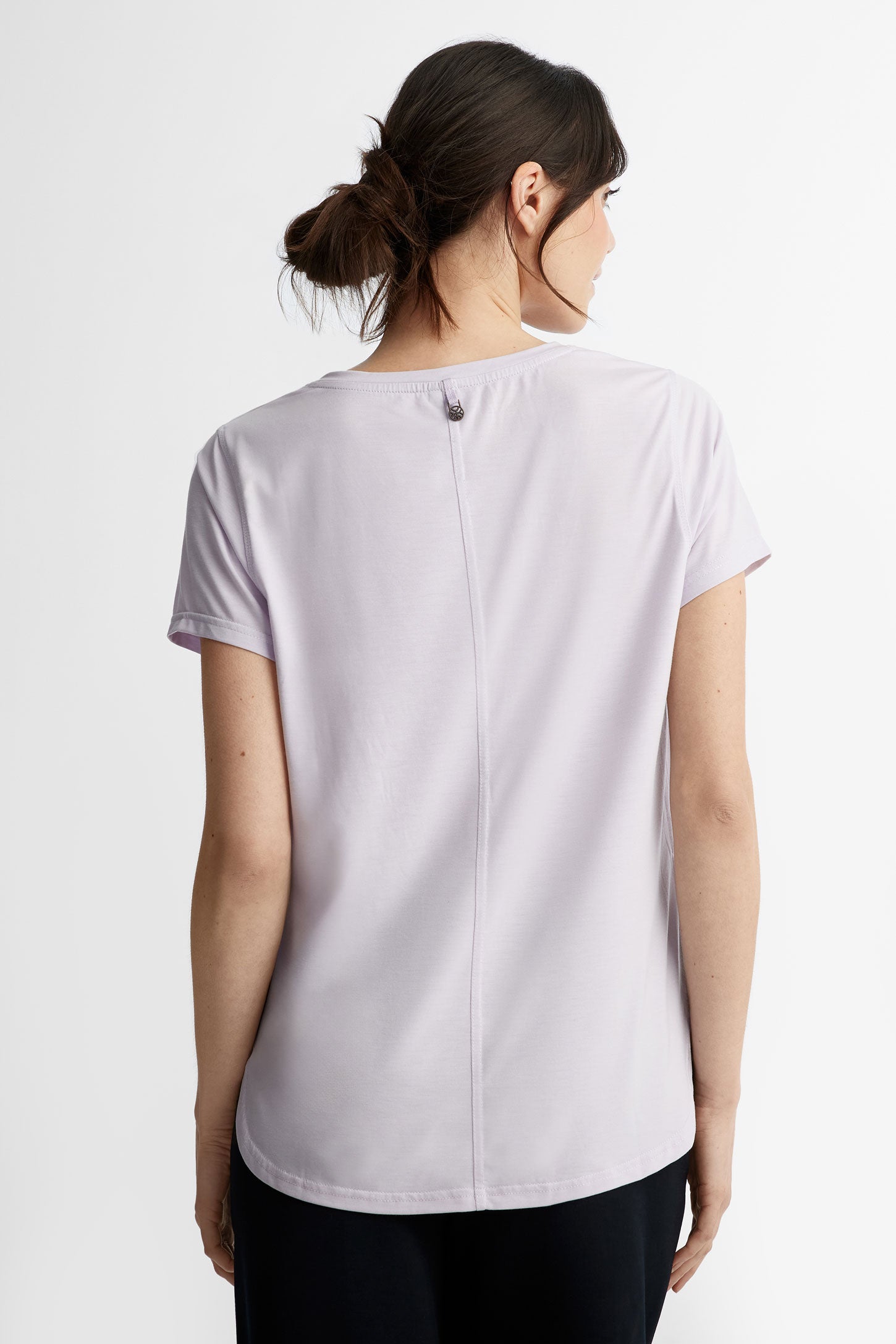 T-shirt col en V Lyocell - Femme && MAUVE