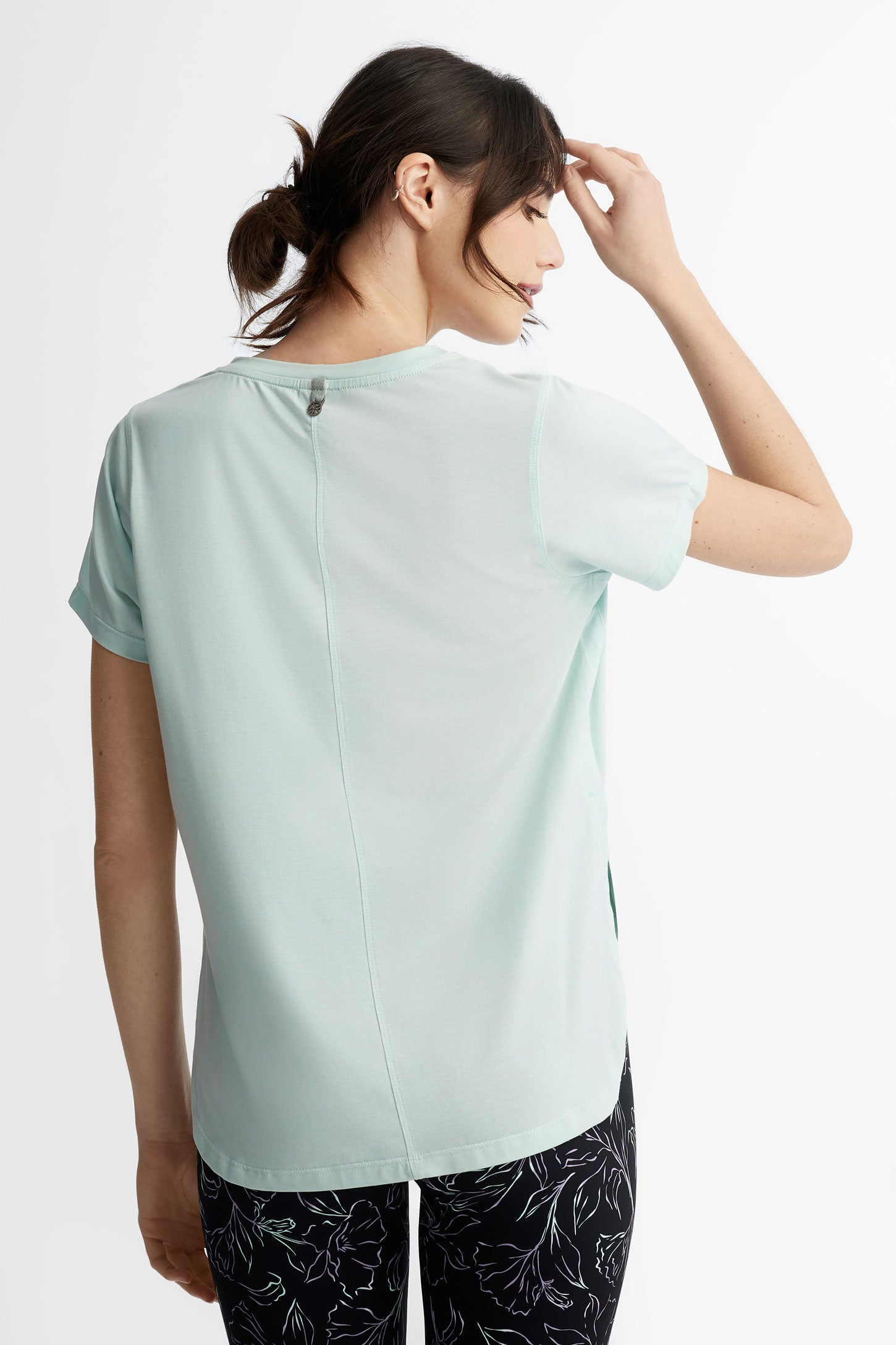 T-shirt col en V Lyocell - Femme && MENTHE