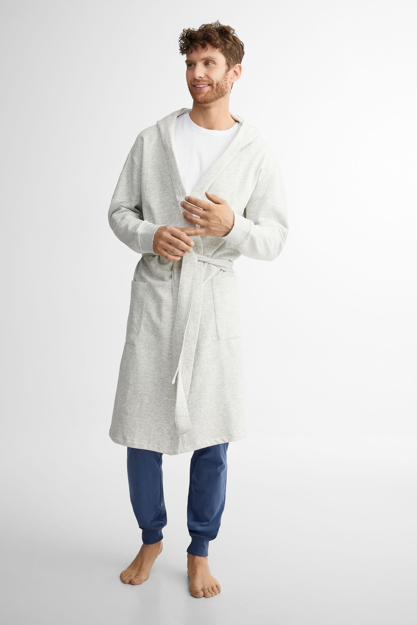 Robe de chambre à capuchon - Homme && GRIS MIXTE