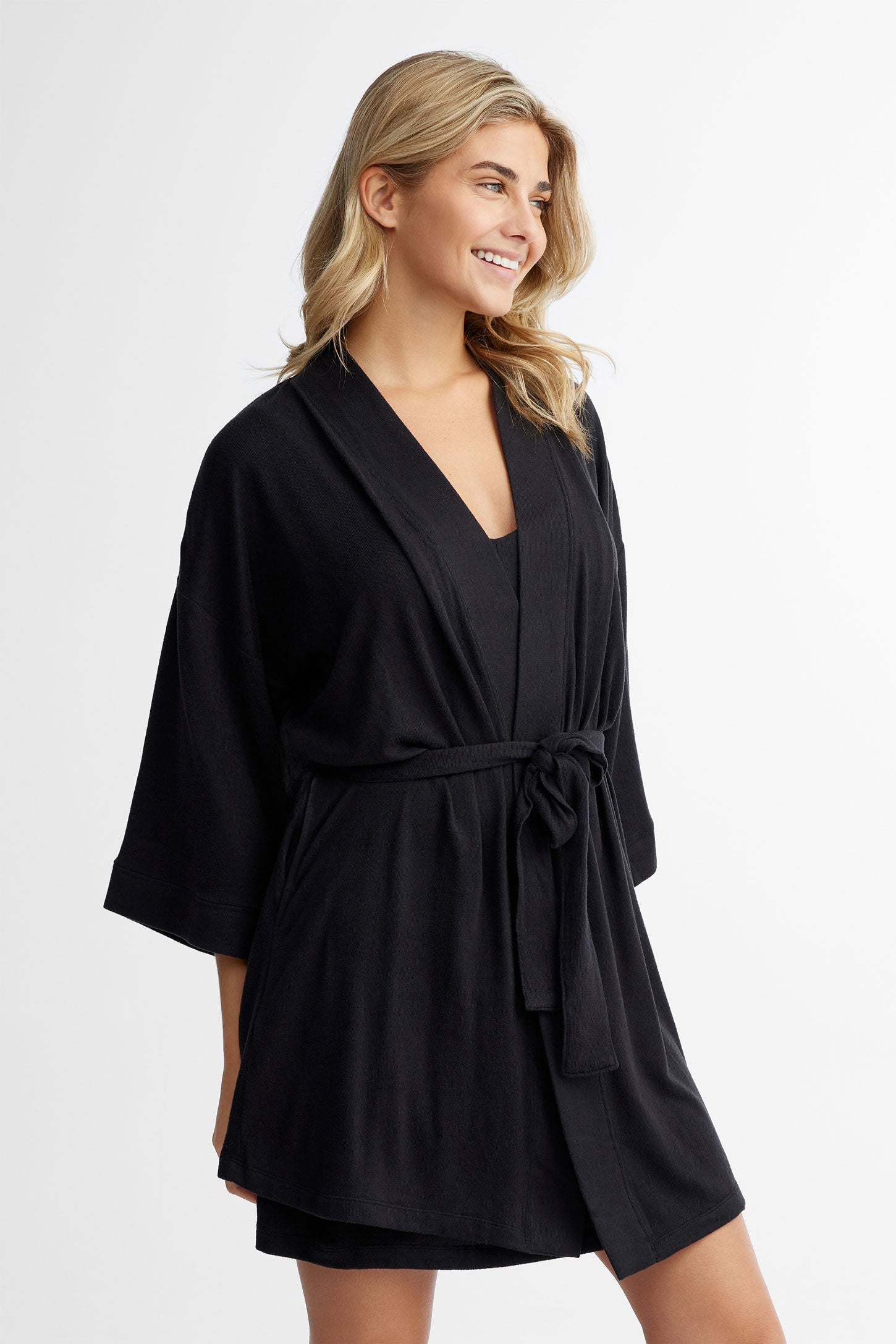 Robe de chambre kimono - Femme && NOIR