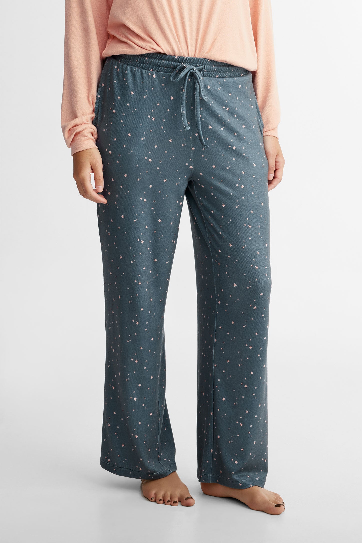 Pantalon pyjama jambe évasée -Femme && VERT/MULTI