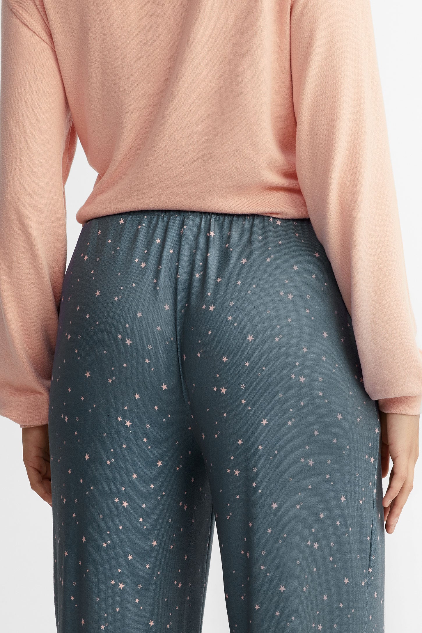 Pantalon pyjama jambe évasée -Femme && VERT/MULTI