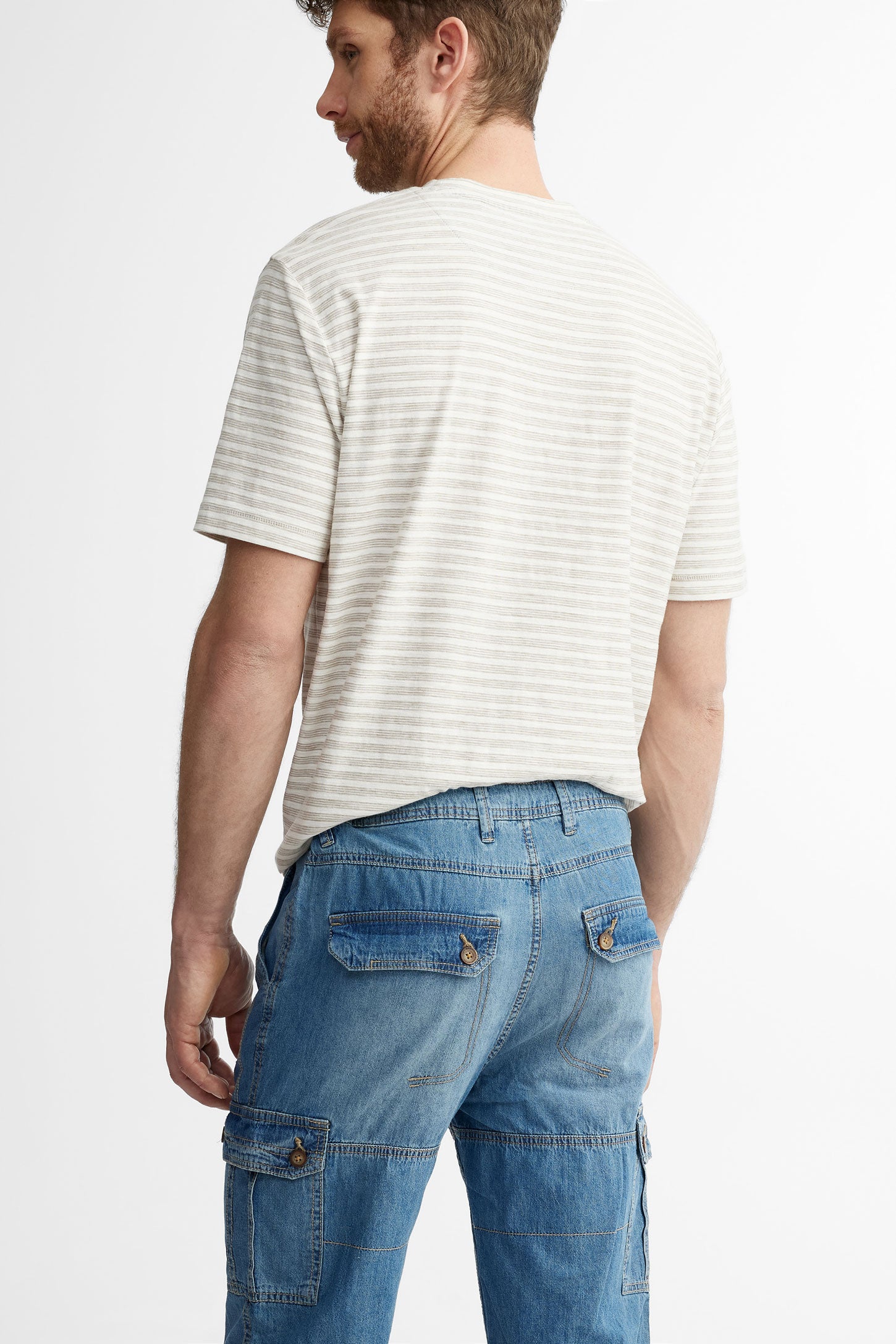 Short bermuda cargo en jeans - Homme && BLEU PALE