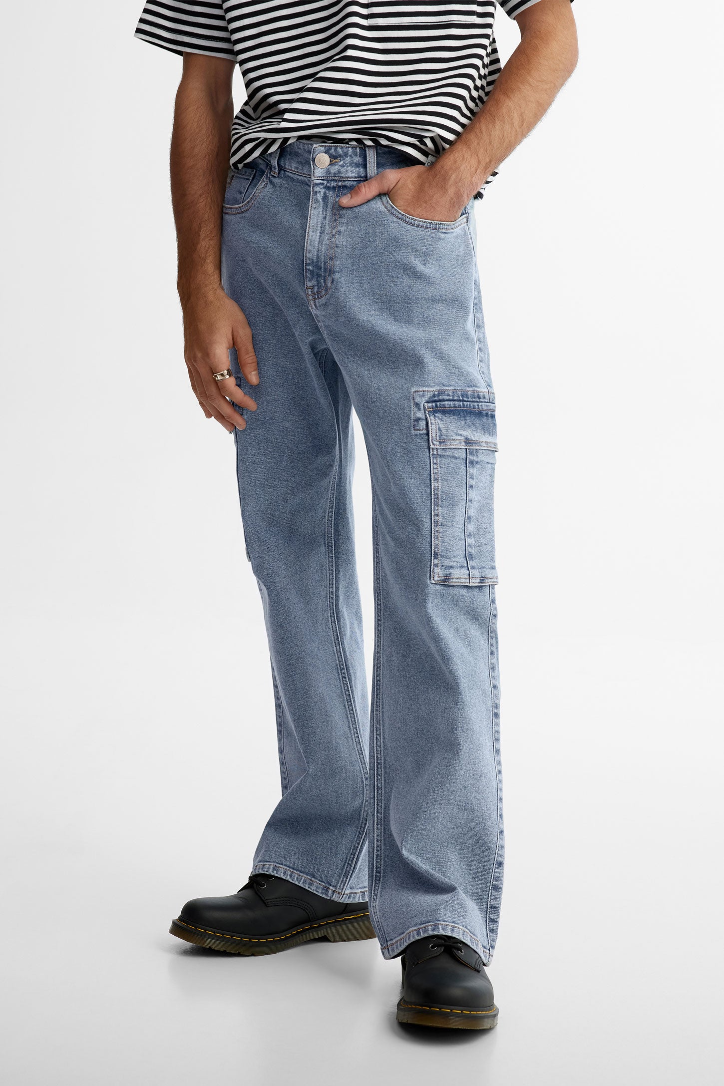 Jeans cargo coupe ample - Homme && BLEU PALE