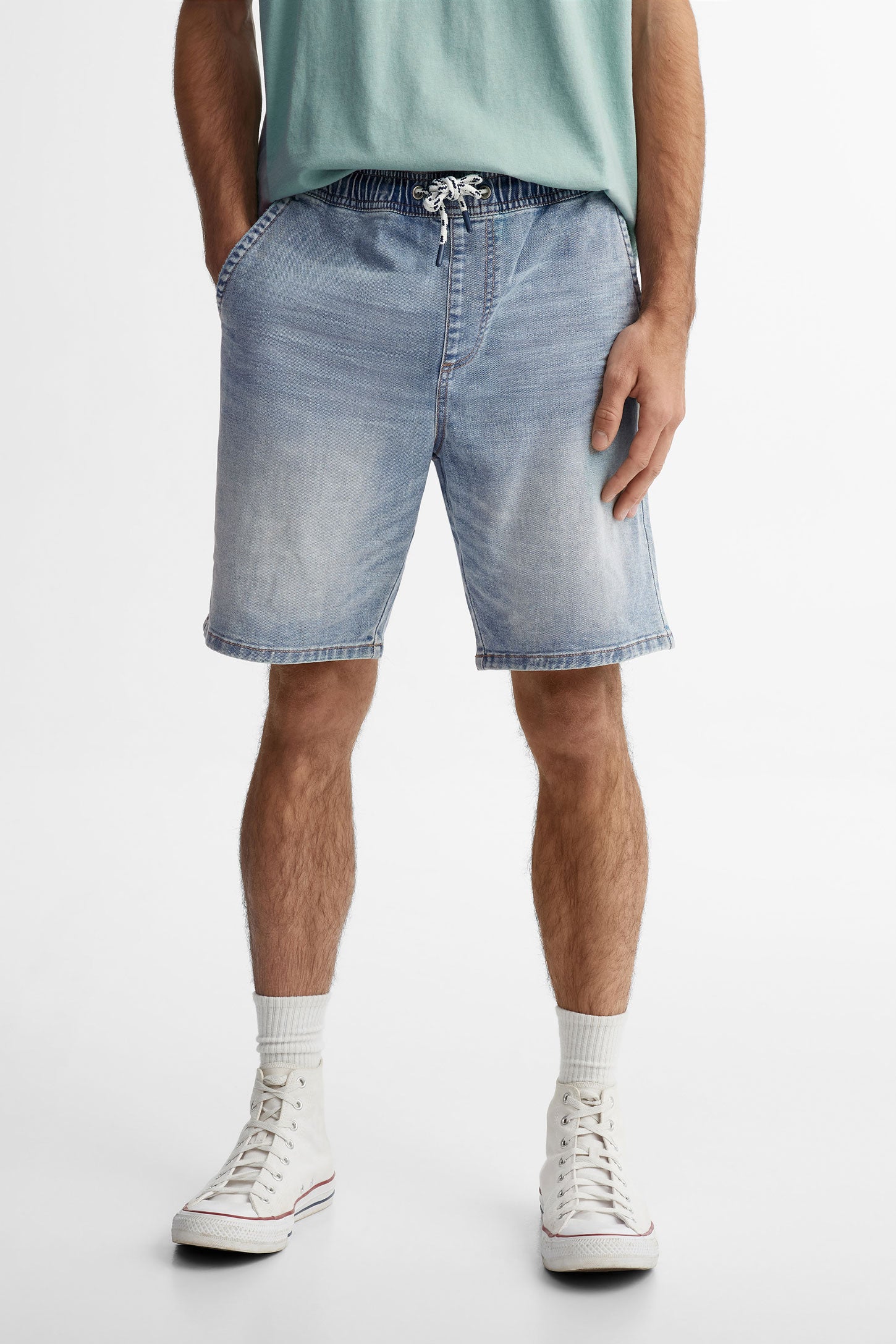 Short en jean elastique homme new arrivals