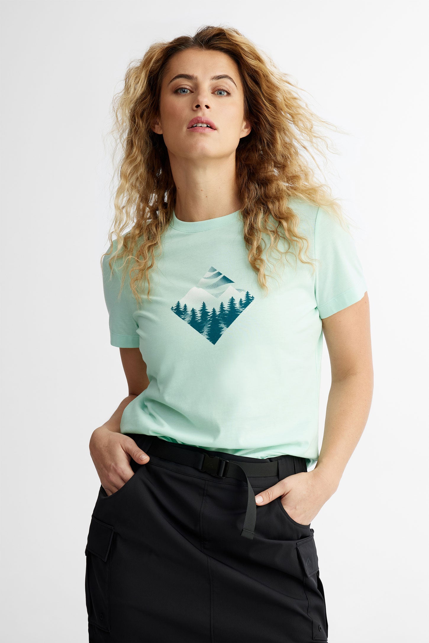 T-shirt col rond coton bio BM, 2/50$ - Femme && MENTHE