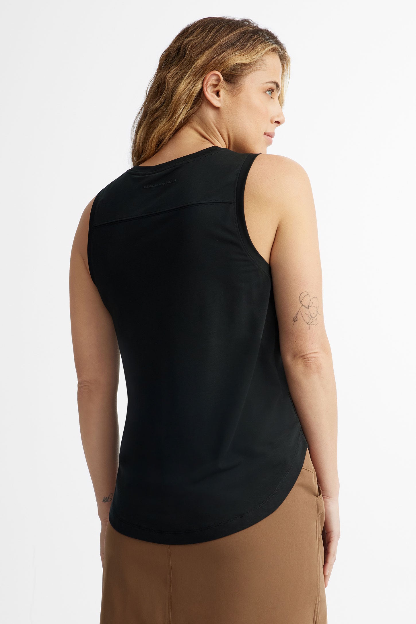 Camisole col rond imprimé BM en Lyocell - Femme && NOIR