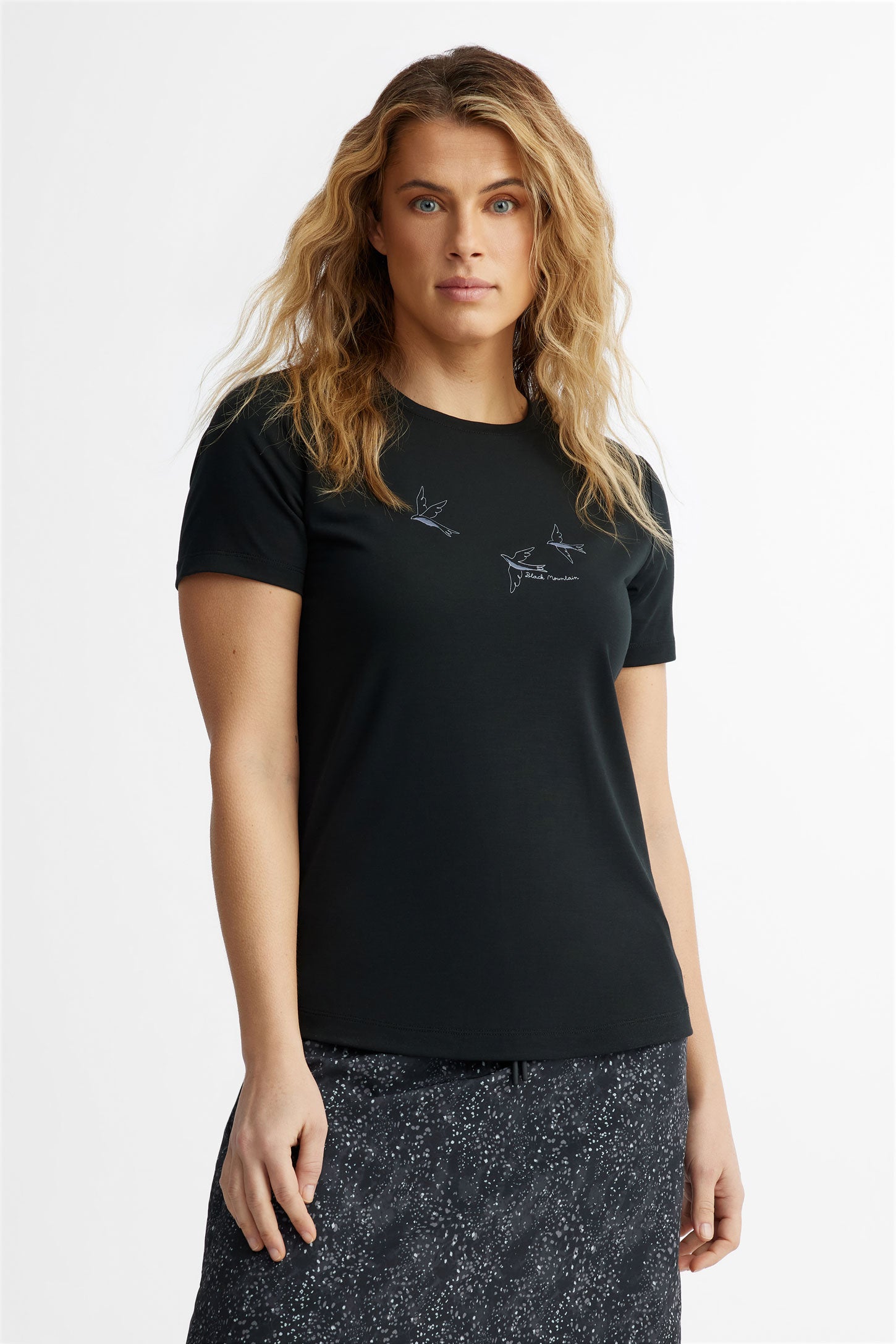 T-shirt col imprimé  BM en Lyocell, 2/50$ - Femme && NOIR