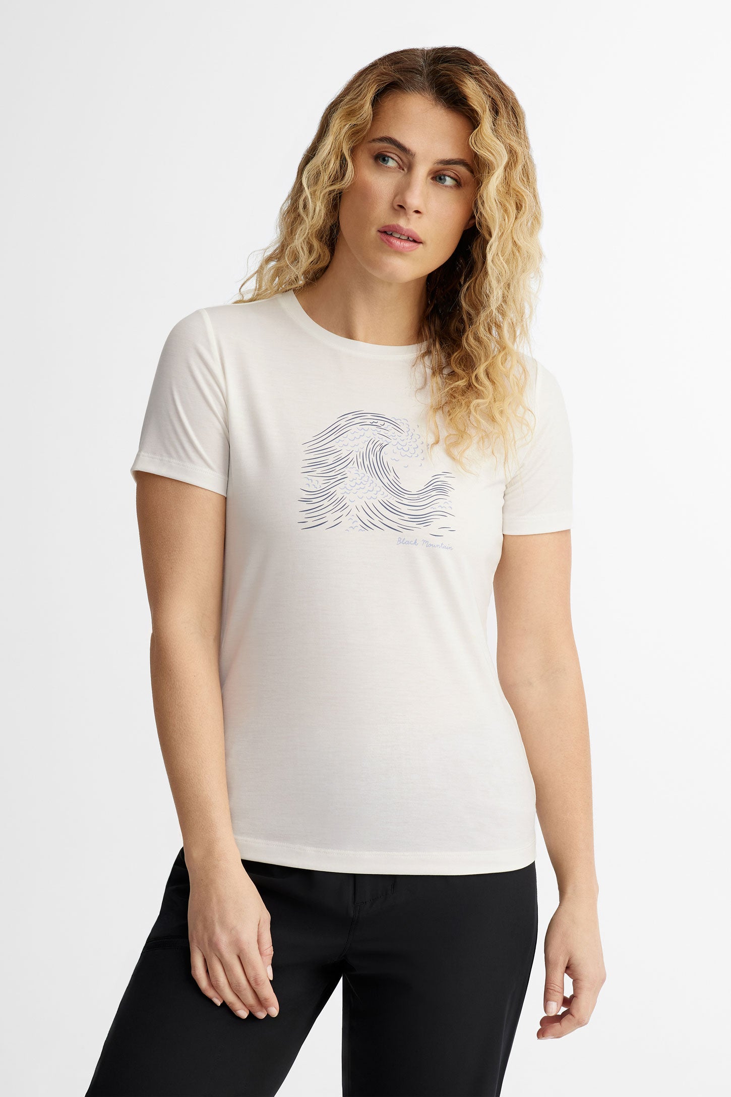 T-shirt col imprimé  BM en Lyocell, 2/50$ - Femme && BLANC