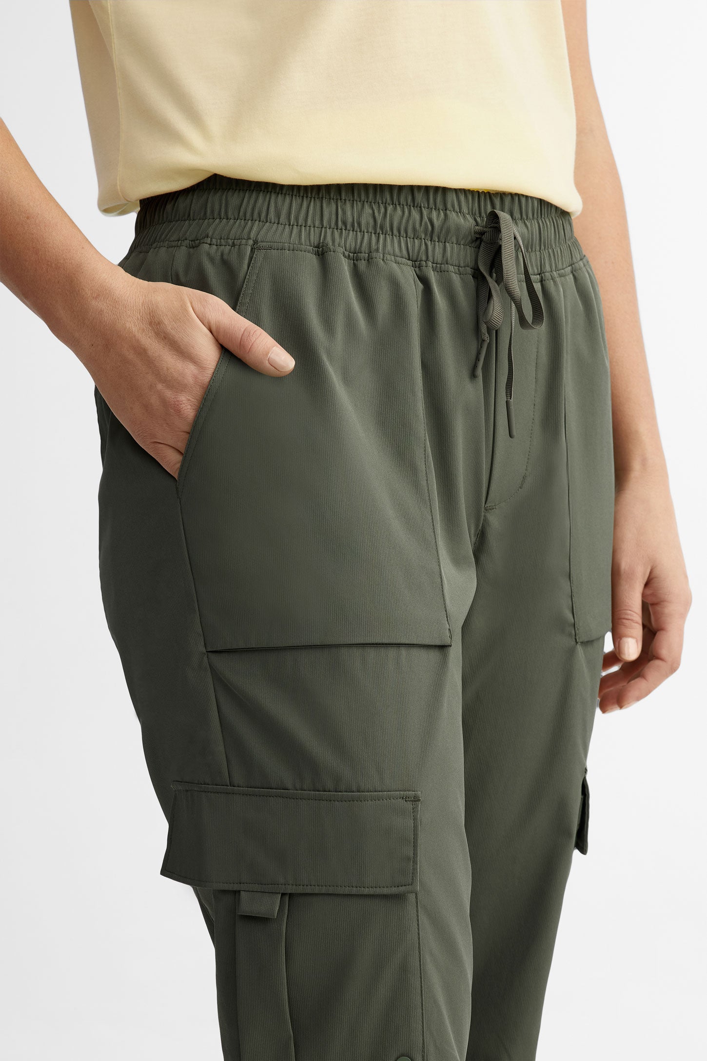 Pantalon cargo taille élastique BM - Femme && KAKI