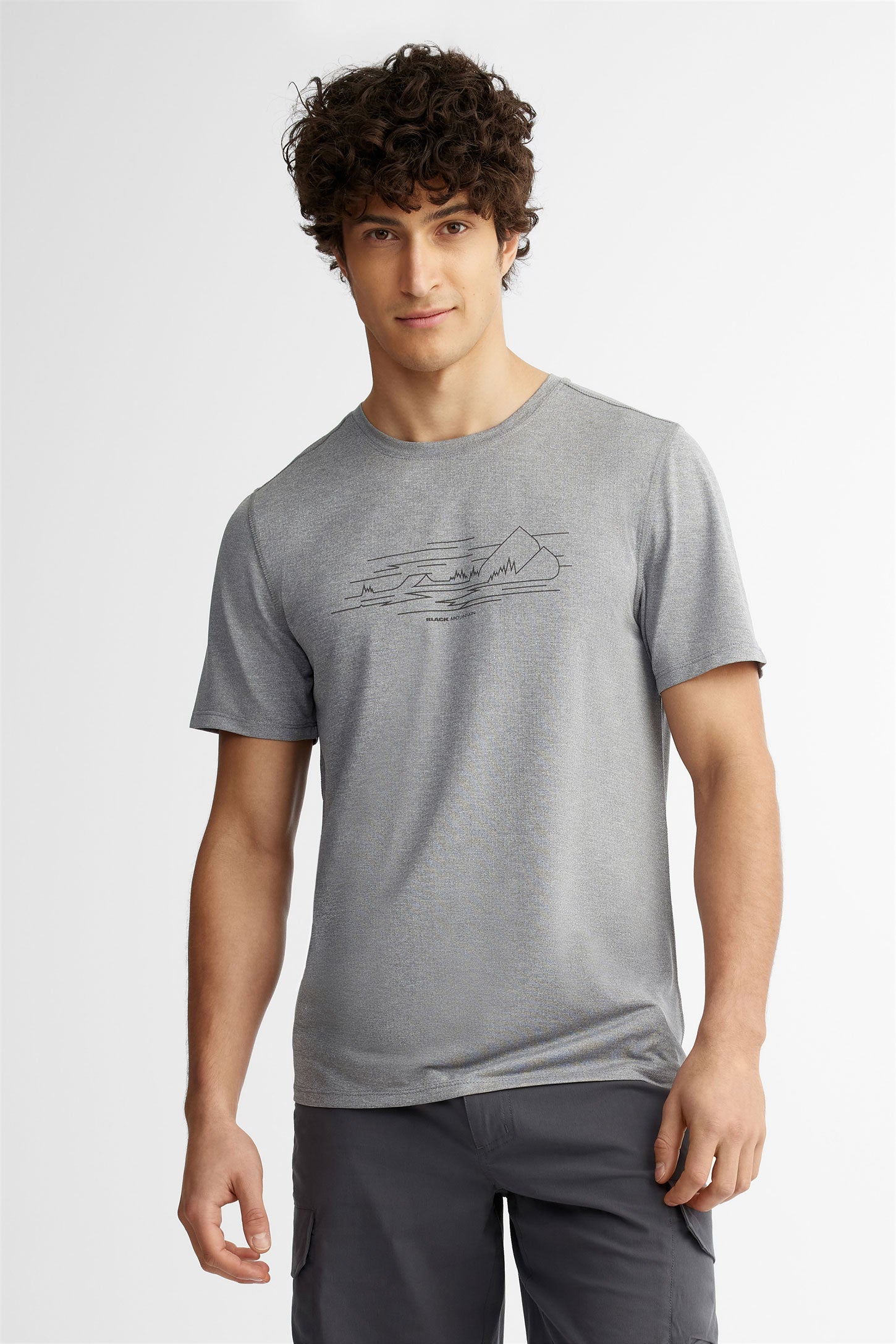 T-shirt col rond imprimé BM, 2/50$ - Homme && GRIS MIXTE