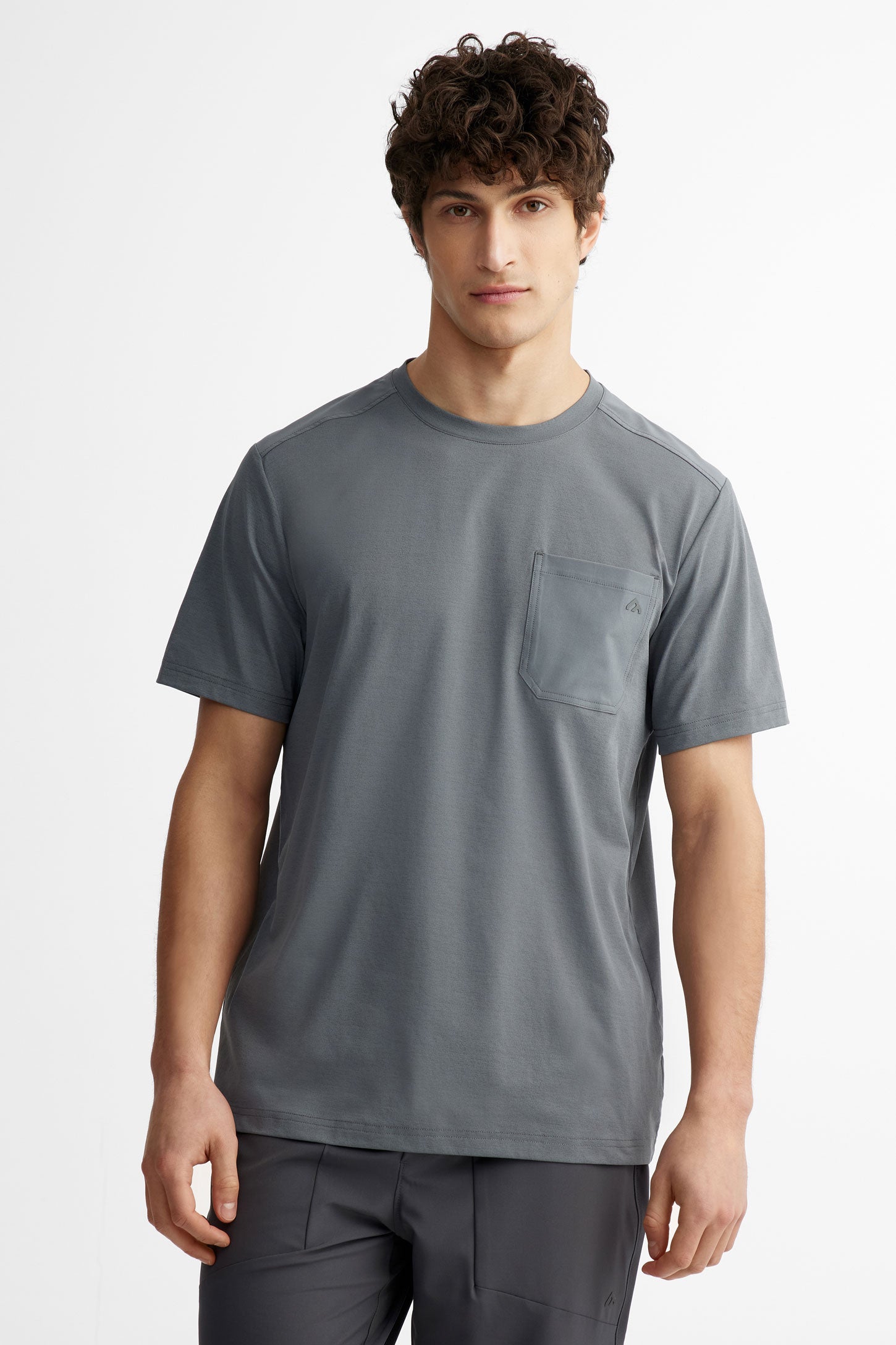T-shirt col rond à poche BM - Homme && GRIS MIXTE