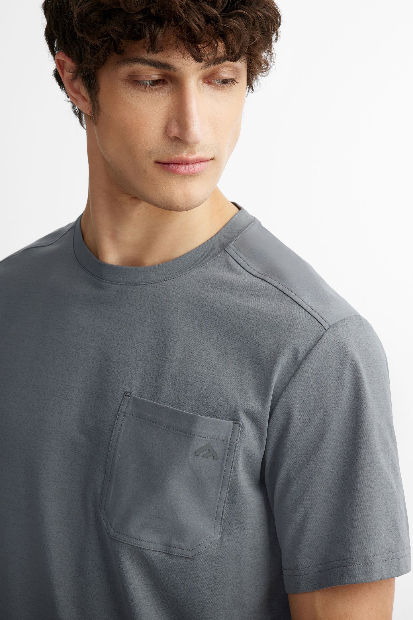 T-shirt col rond à poche BM - Homme && GRIS MIXTE