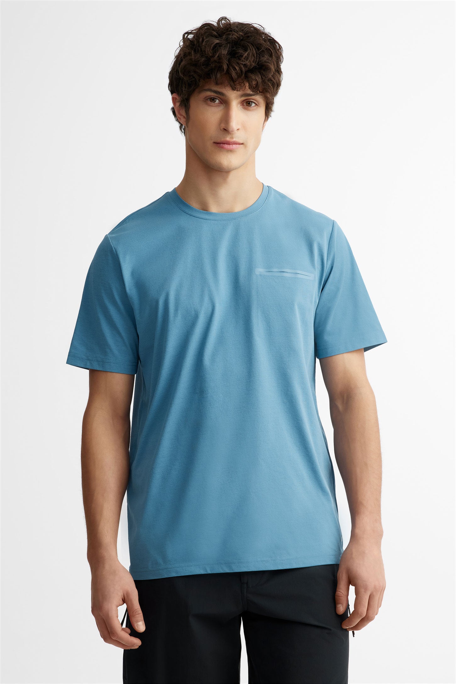 T-shirt col rond à poche BM - Homme && BLEU MIXTE