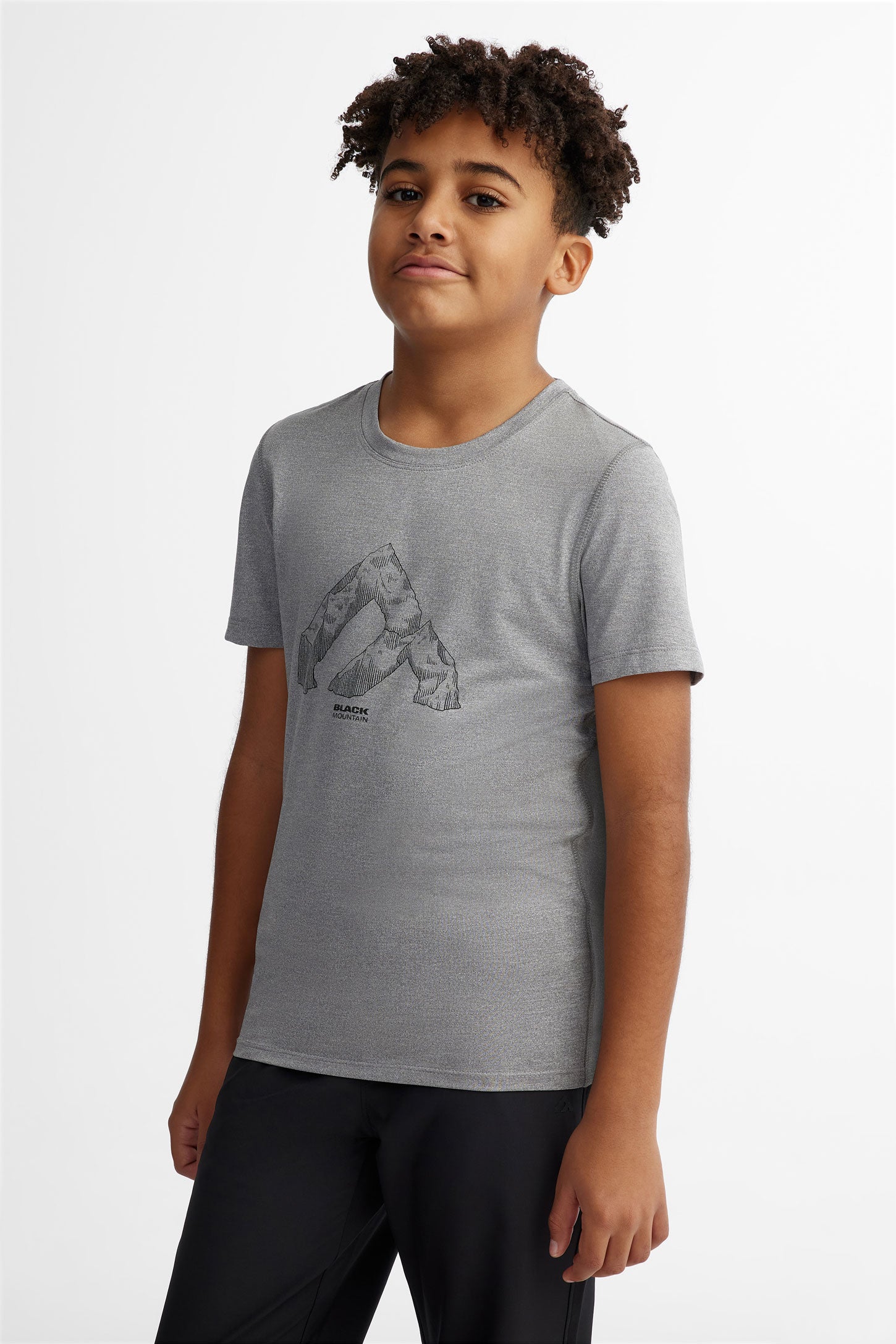 T-shirt col rond imprimé BM, 2/40$ - Ado garçon && GRIS MIXTE