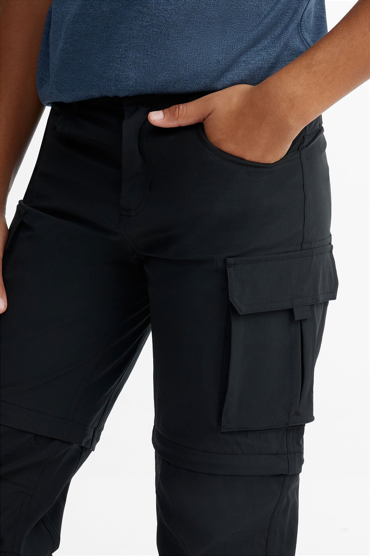 Pantalon cargo convertible en short BM - Ado garçon && NOIR