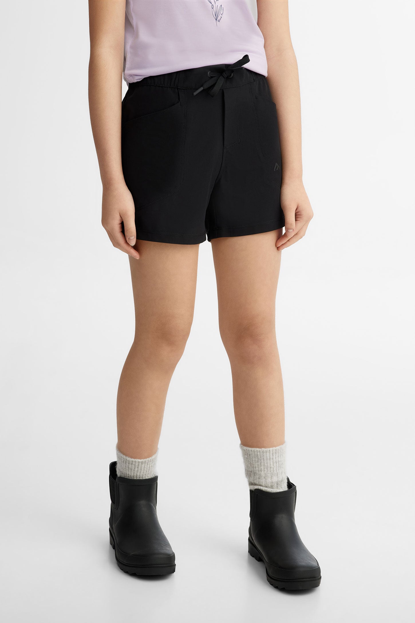 Short taille élastique en popeline BM - Ado fille && NOIR