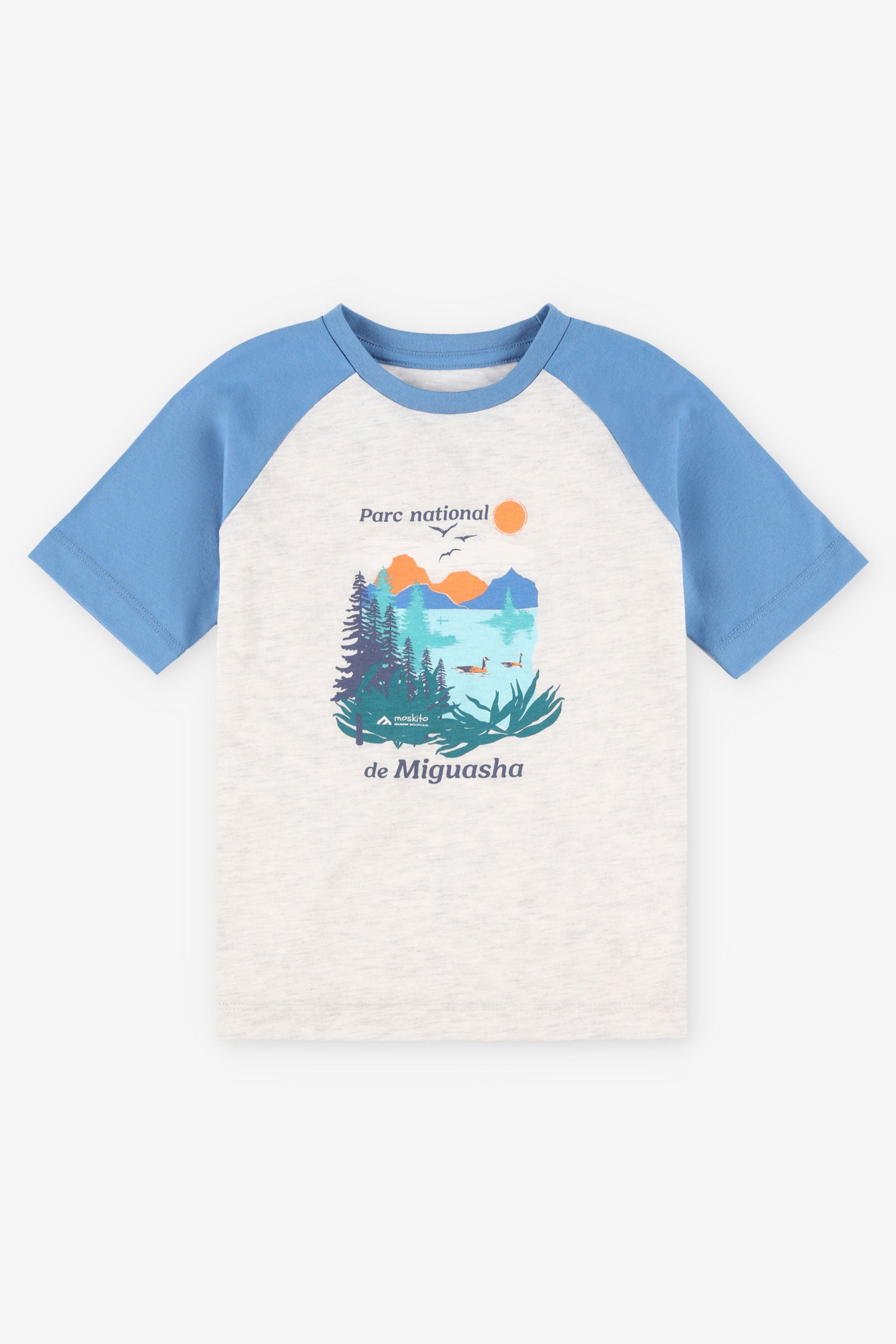 T-shirt col rond coton bio BM, 2/30$ - Enfant garçon && BLEU