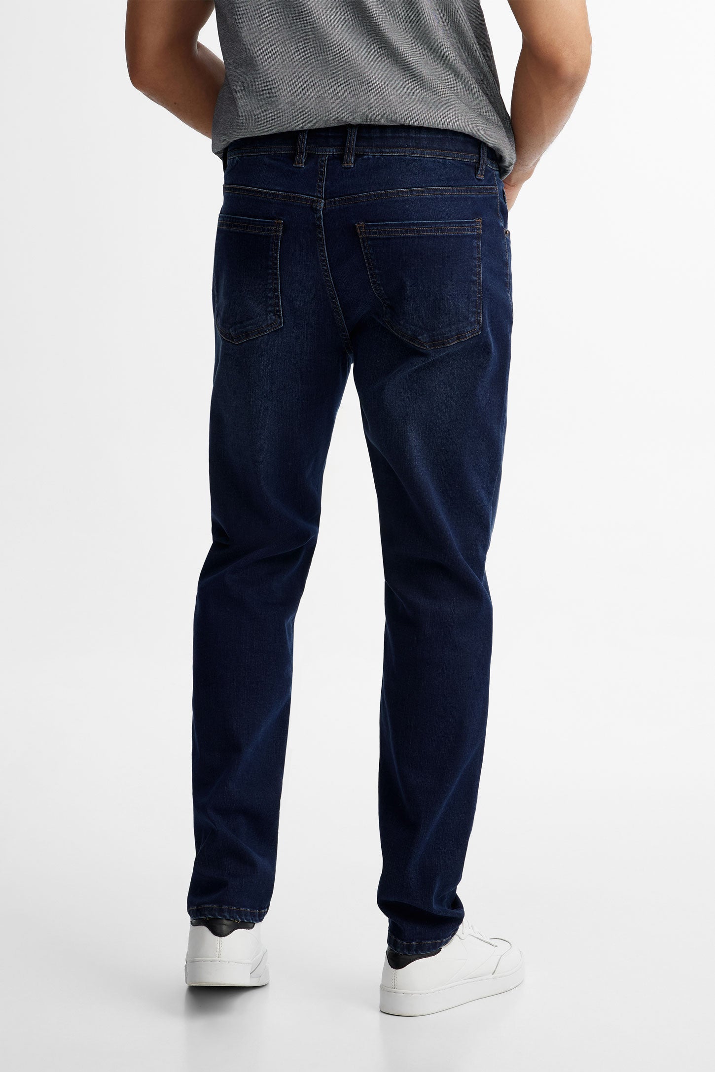 Jeans 5 poches jambe étroite en Lyocell - Homme && BLEU FONCE
