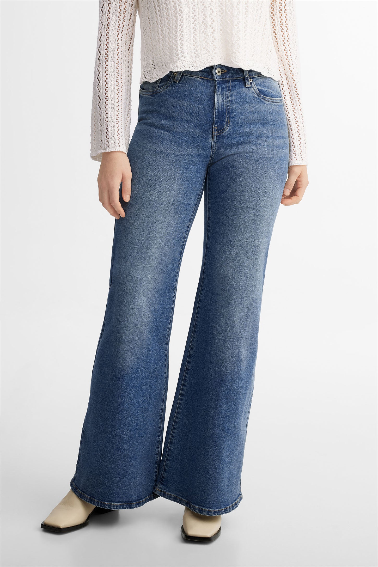 Jeans jambe large - Femme && BLEU