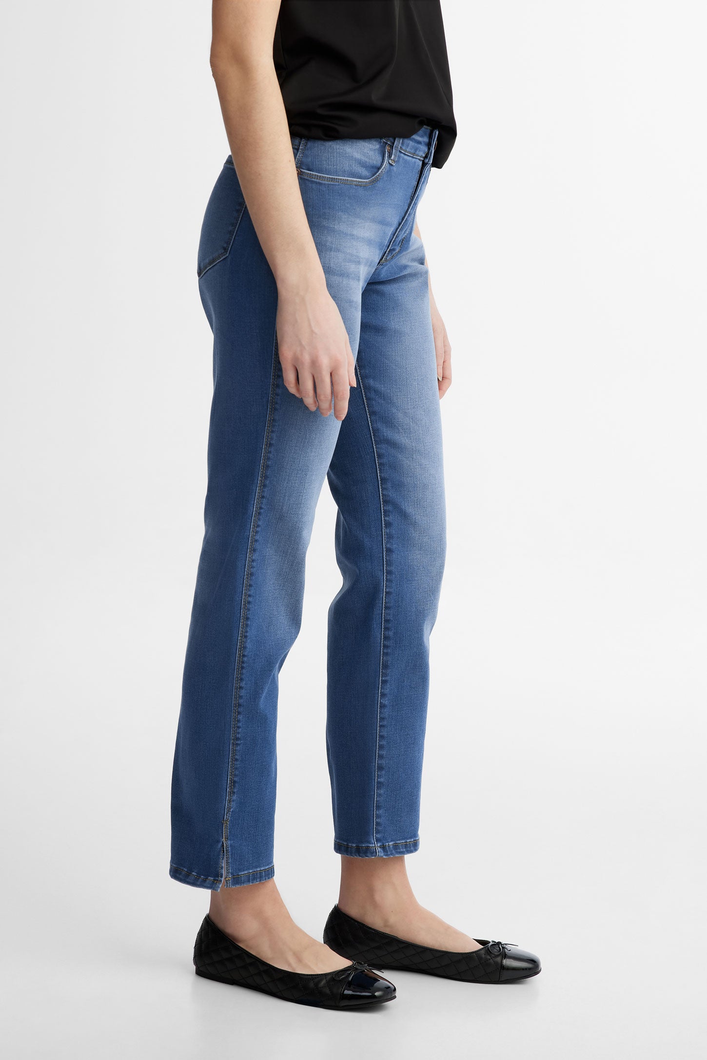 Jeans jambe droite en Lyocell - Femme && BLEU