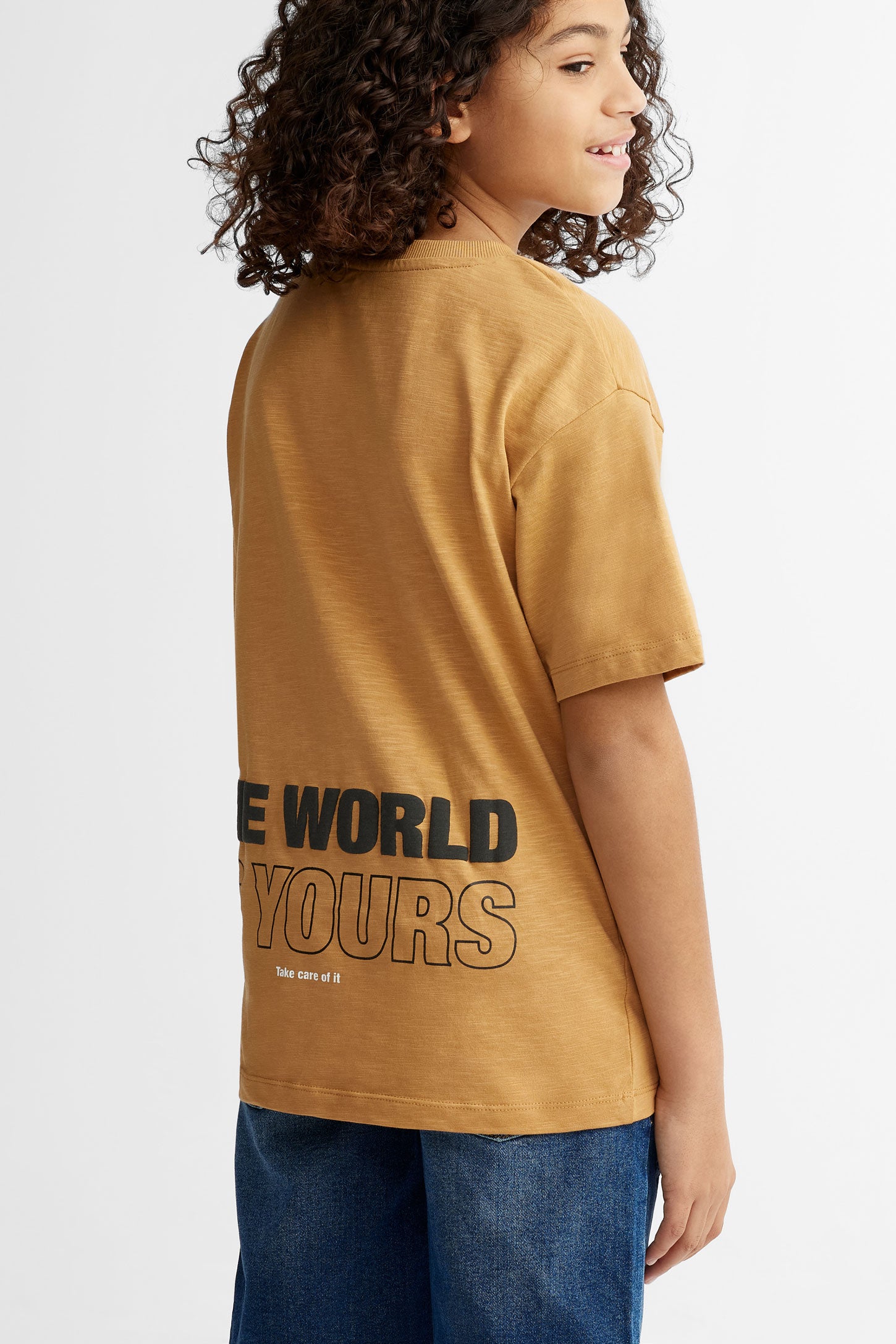 T-shirt imprimé coupe ample en coton - Ado garçon && BRUN
