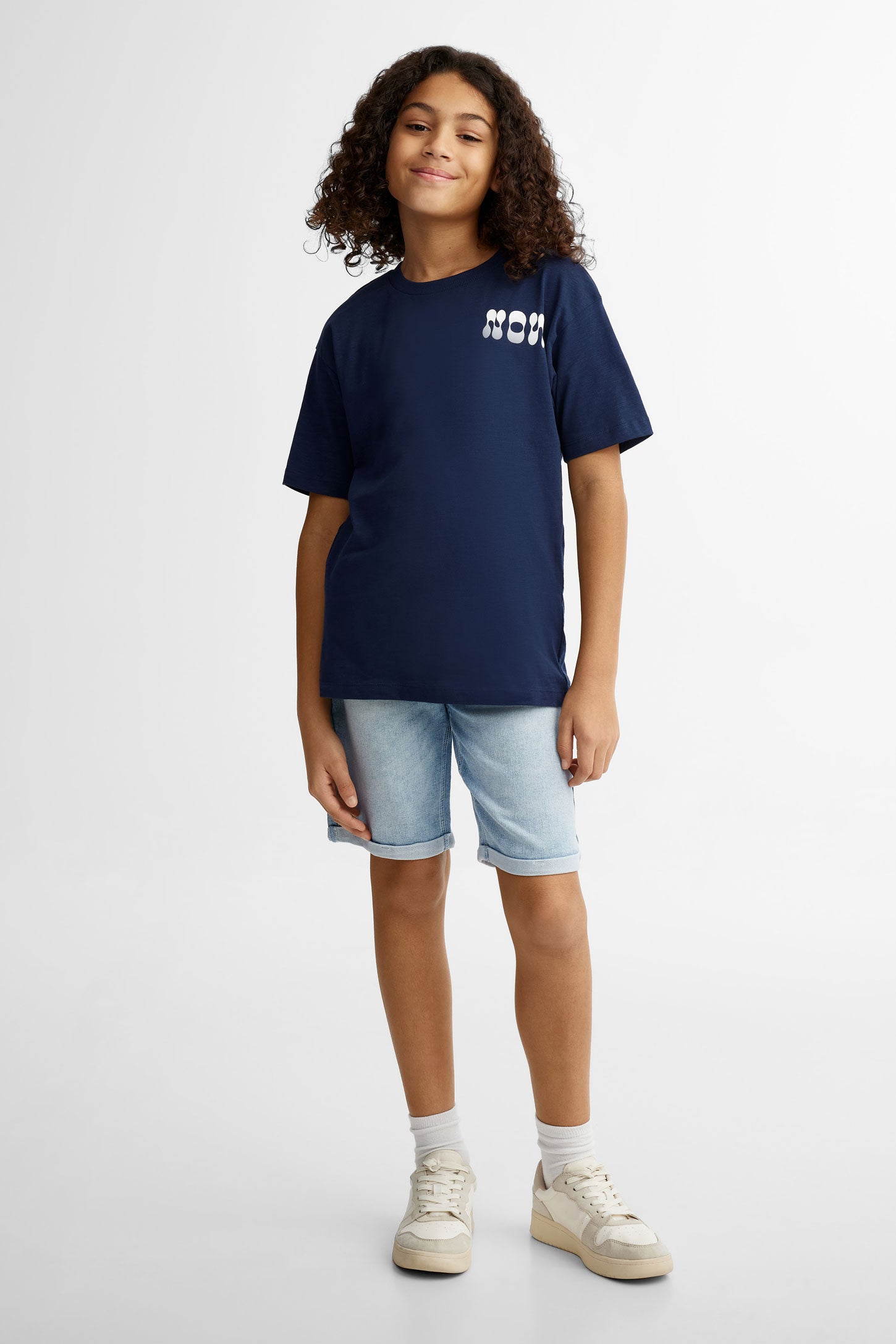 T-shirt imprimé coupe ample en coton - Ado garçon && MARIN