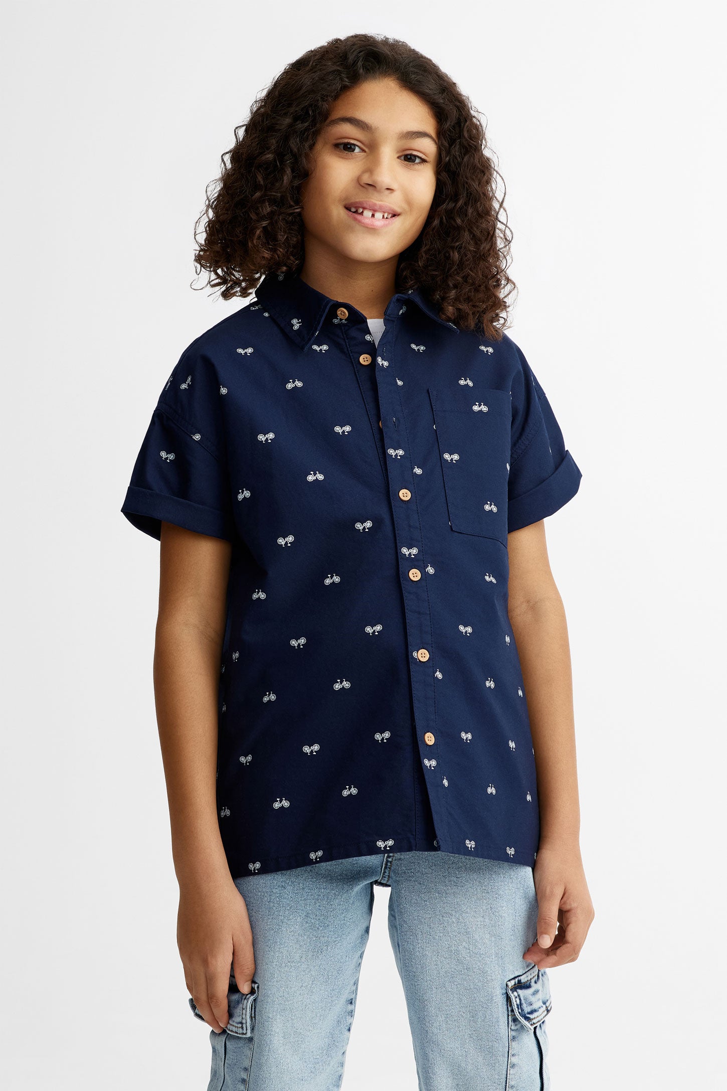 Chemise Oxford manches courtes en coton - Ado garçon && MARIN