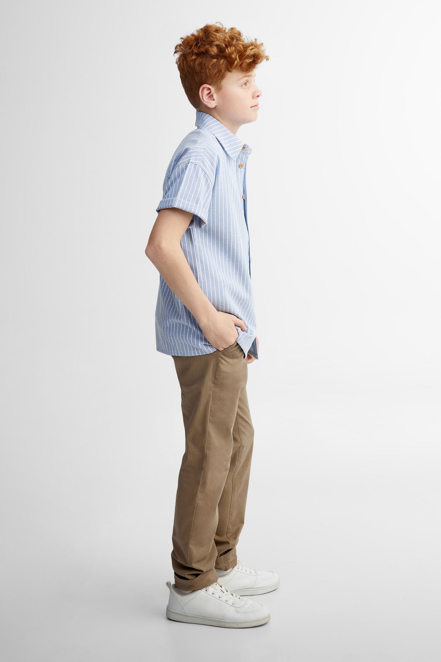 Chemise Oxford manches courtes en coton - Ado garçon && BLEU MULTI