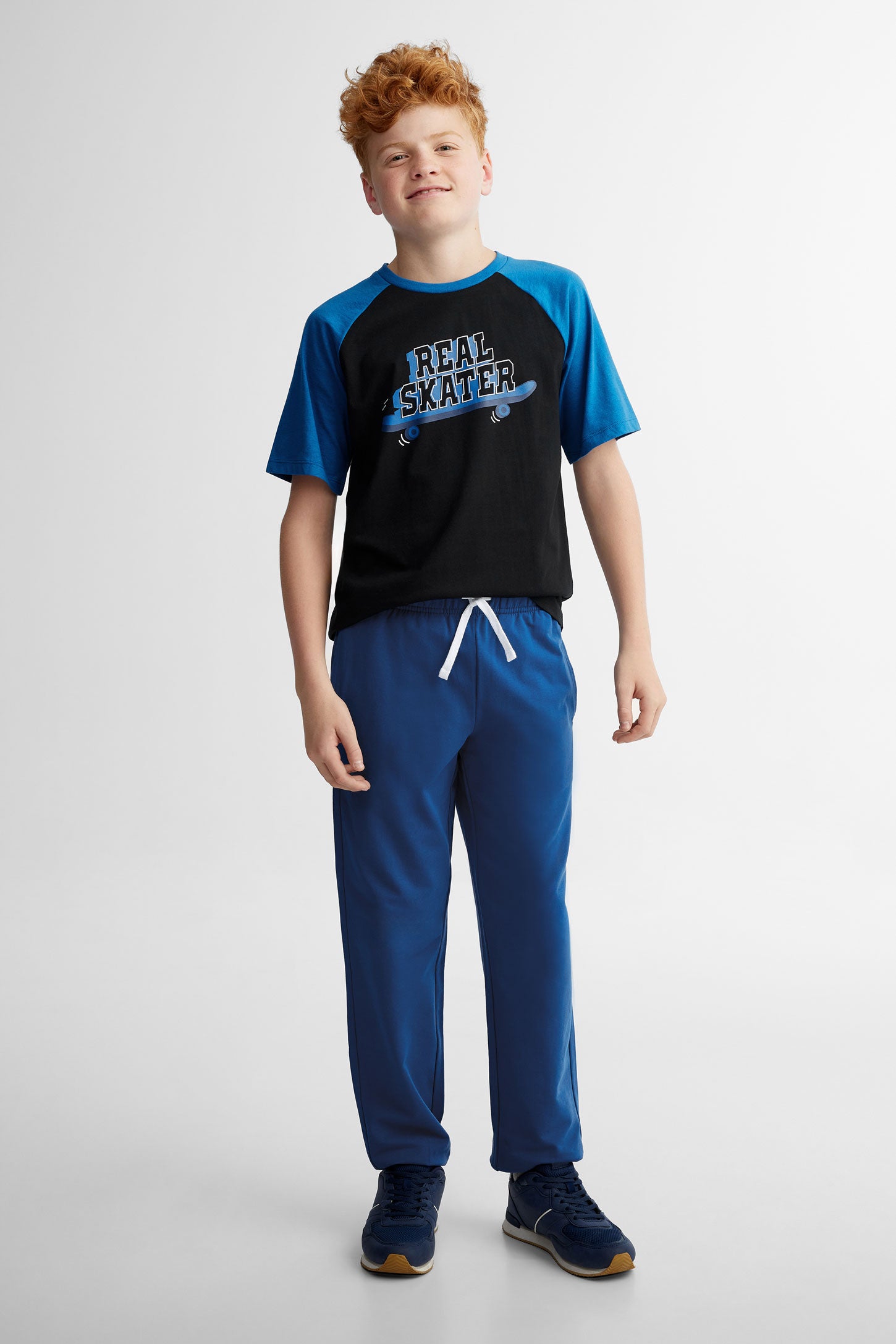 Pantalon jogger ouaté - Ado garçon && BLEU