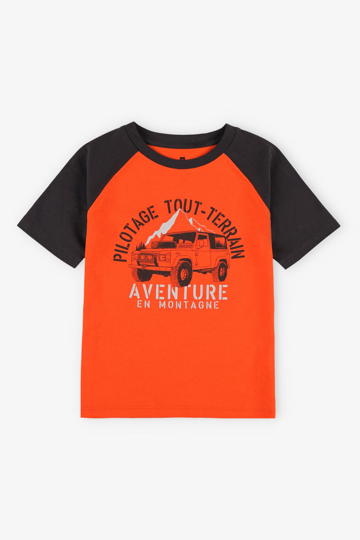 Duos futés, T-shirt imprimé en coton, 2/20$ - Enfant garçon && ORANGE