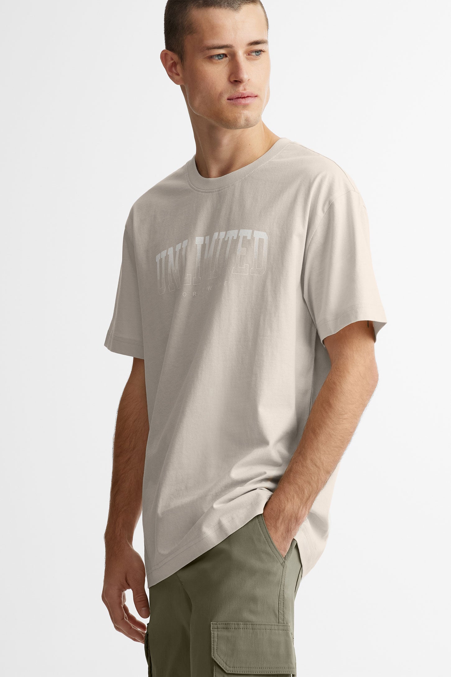 T-shirt en coton imprimé - Homme && BEIGE
