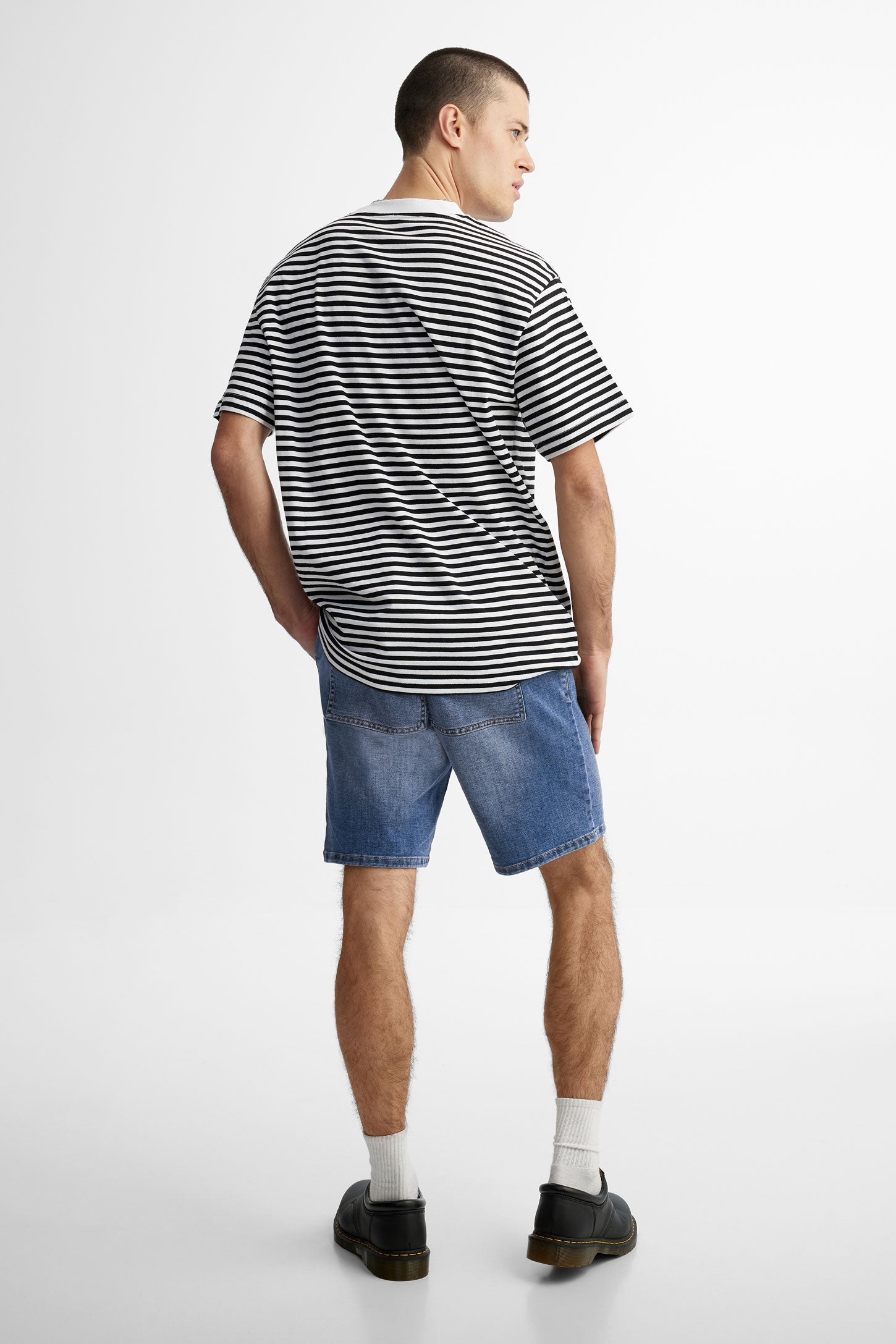 T-shirt à poche rayé en coton - Homme && NOIR/MULTI
