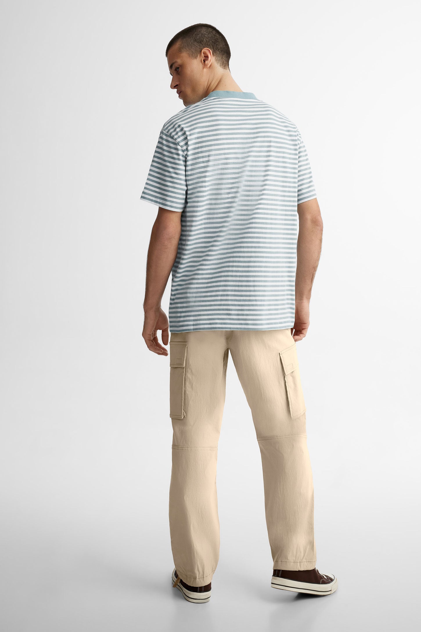 T-shirt à poche rayé en coton - Homme && TURQUOISE/MULTI