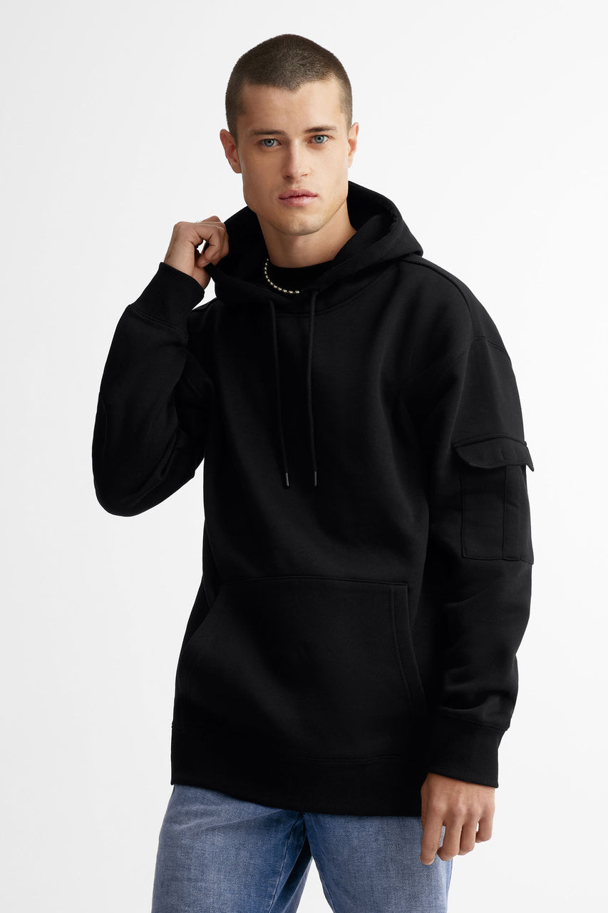 Chandail à capuchon coton ouaté - Homme && NOIR