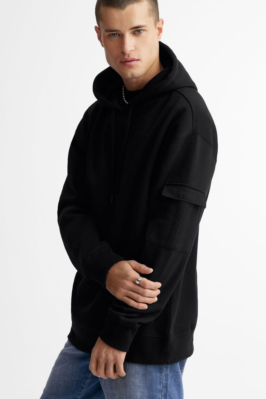 Chandail à capuchon coton ouaté - Homme && NOIR