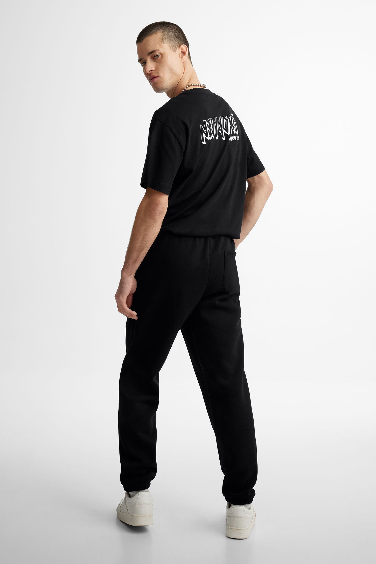 Pantalon jogger coupe ample ouaté - Homme && NOIR