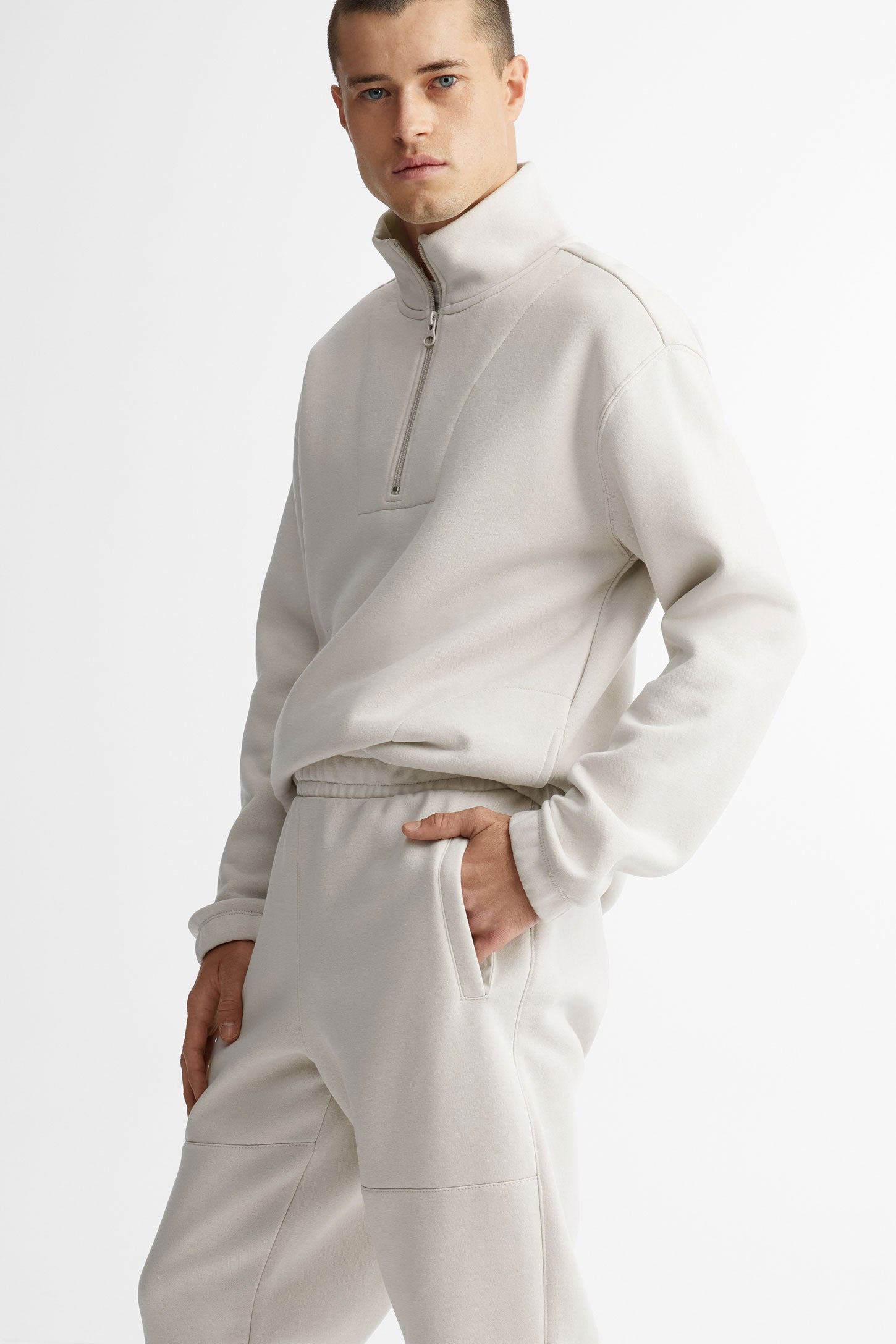Pantalon jogger coupe ample ouaté - Homme && BEIGE