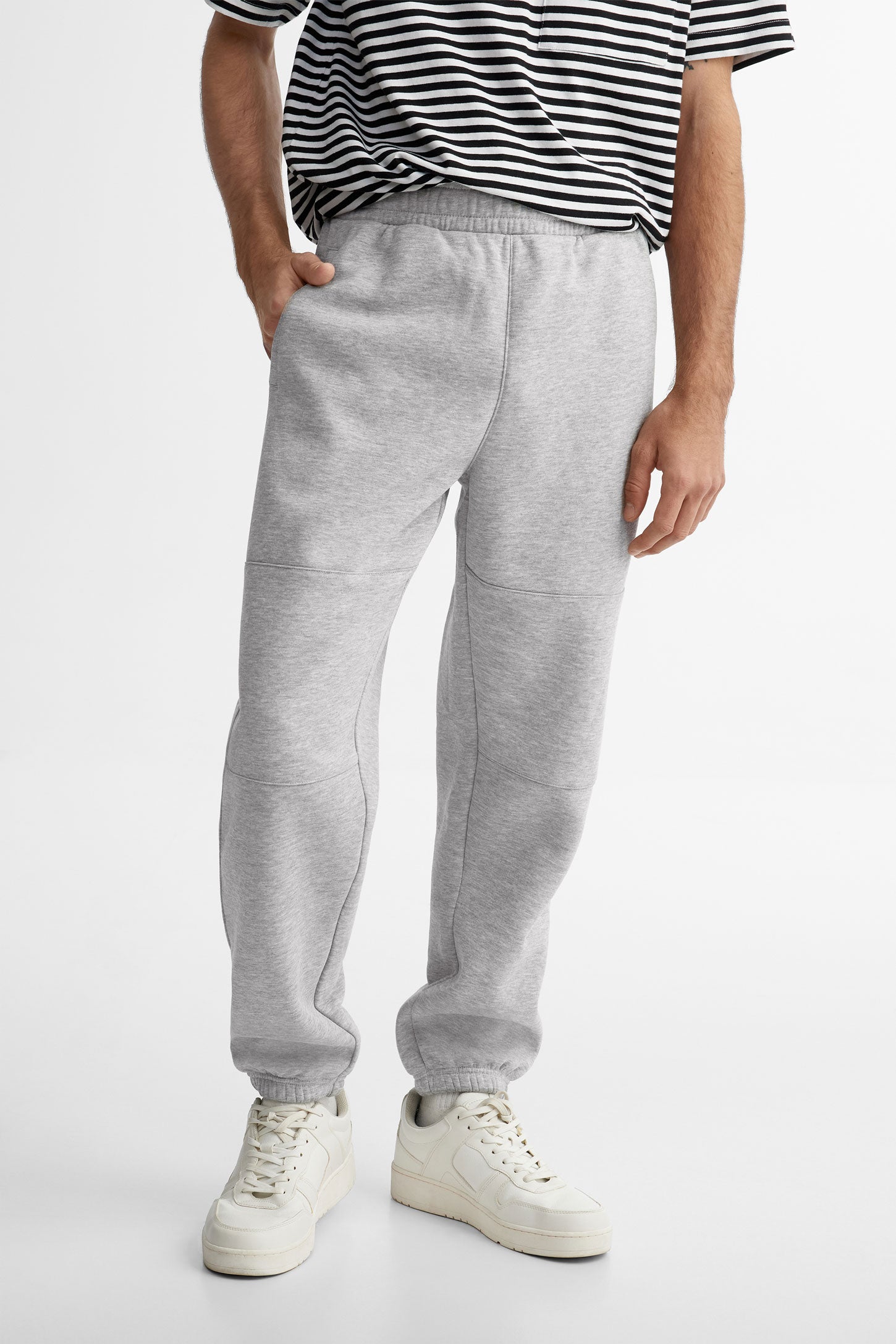 Pantalon jogger coupe ample ouaté - Homme && GRIS MIXTE