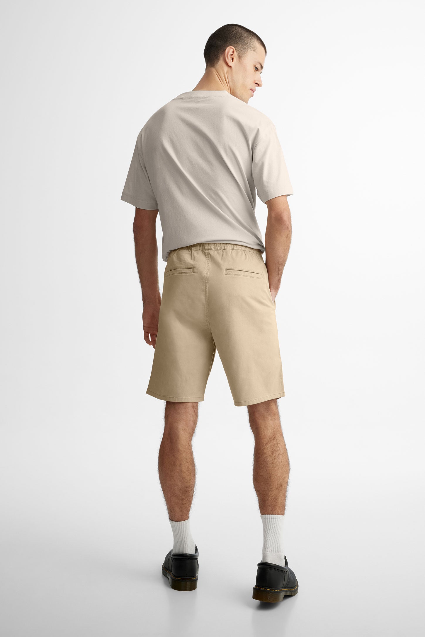 Short en twill coupe droite - Homme && BEIGE